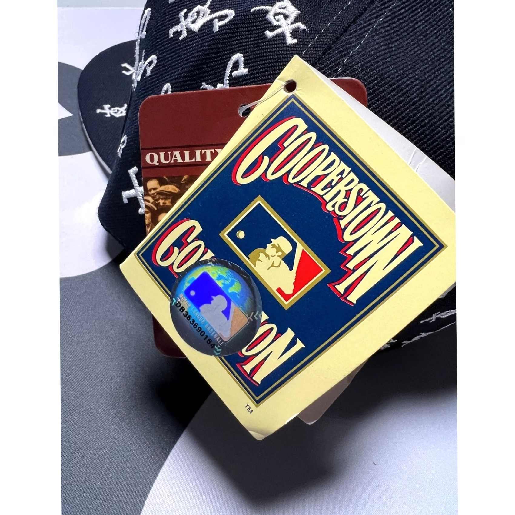 American Needle Chicago White Sox Hat Men 7 1/2 Navy Blue All-Over Logo MLB Cooperstown Fitted Embroidered Cap Size ONE SIZE - 7 Thumbnail
