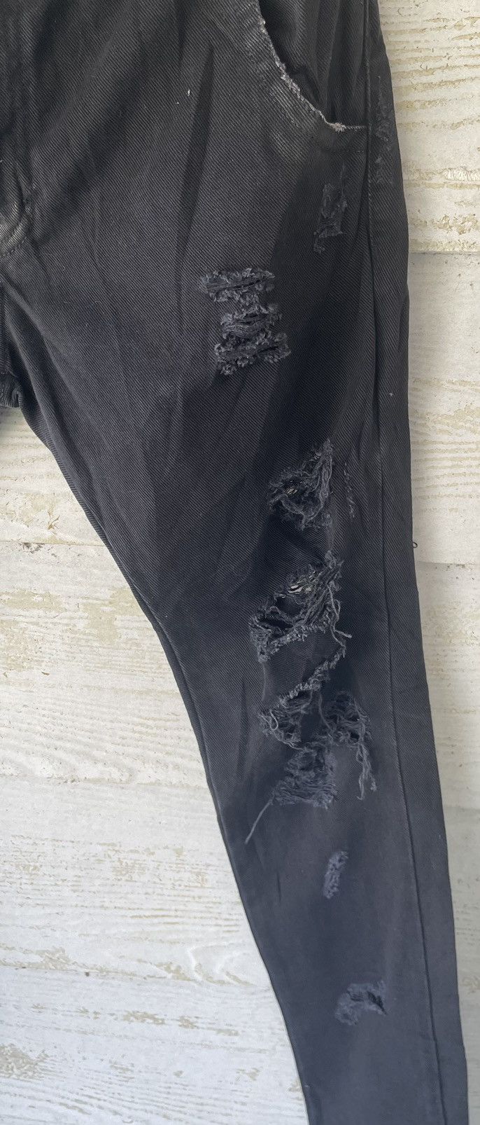 John Galliano 🔥RARE🔥JOHN GALLIANO DENIM DESTRESS BLACK ITALY Size US 31 - 14 Thumbnail