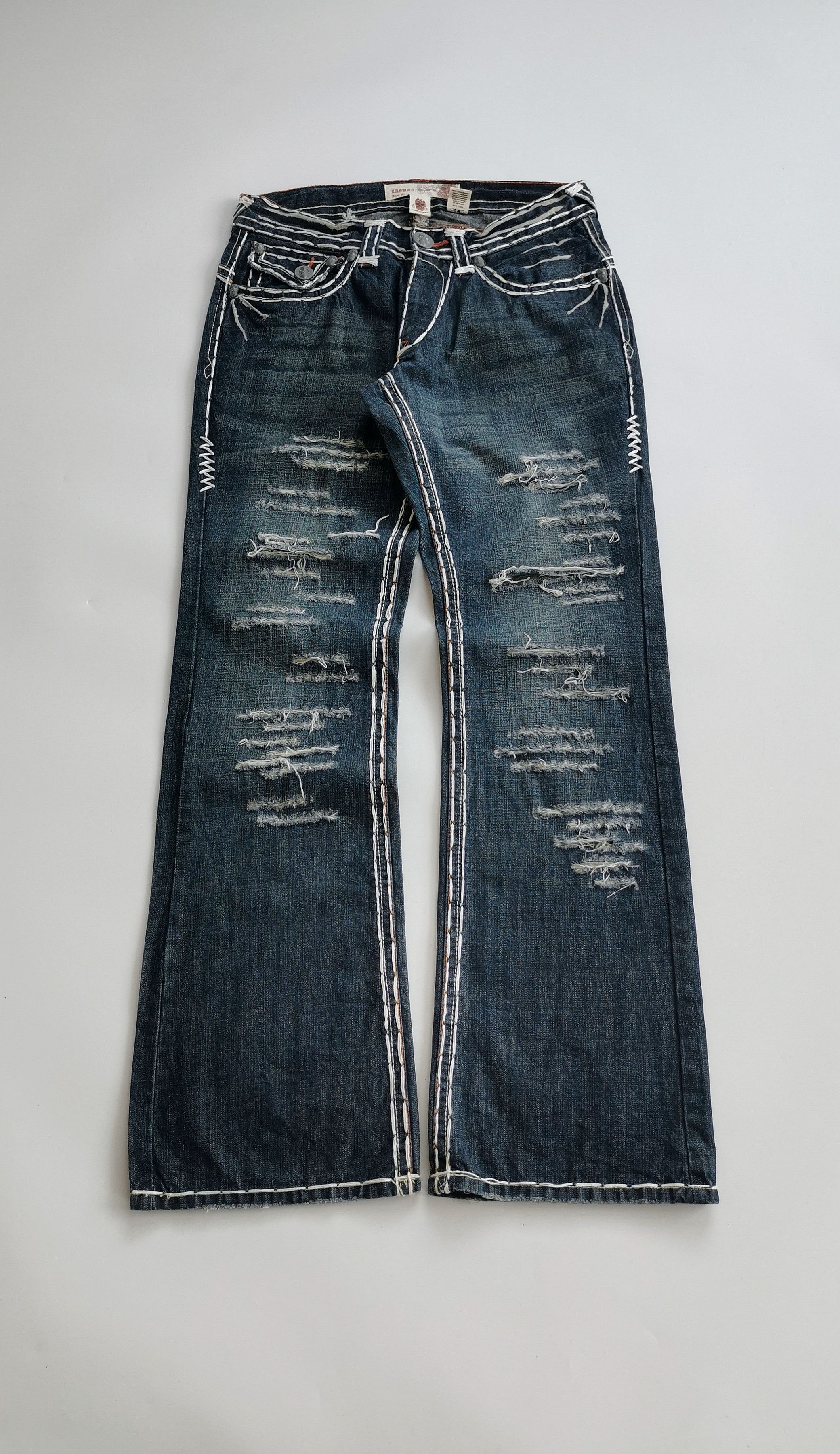 Japanese Brand Flare Denim Cross Embrodery Laguna Beach Size US 33 - 1 Thumbnail