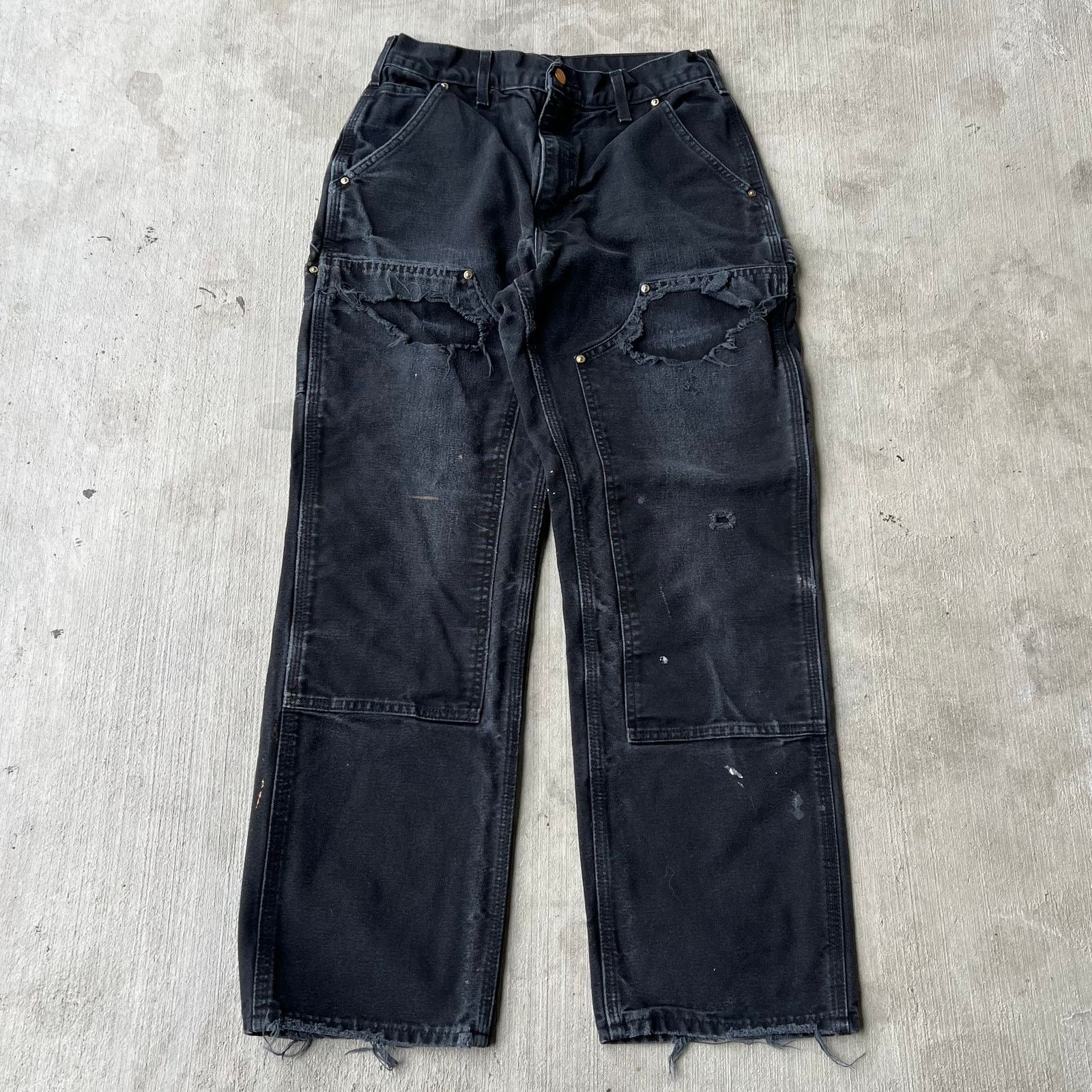 Carhartt × Vintage Carhartt faded black double knee work wear carpenter pants Size US 28 / EU 44 - 1 Thumbnail