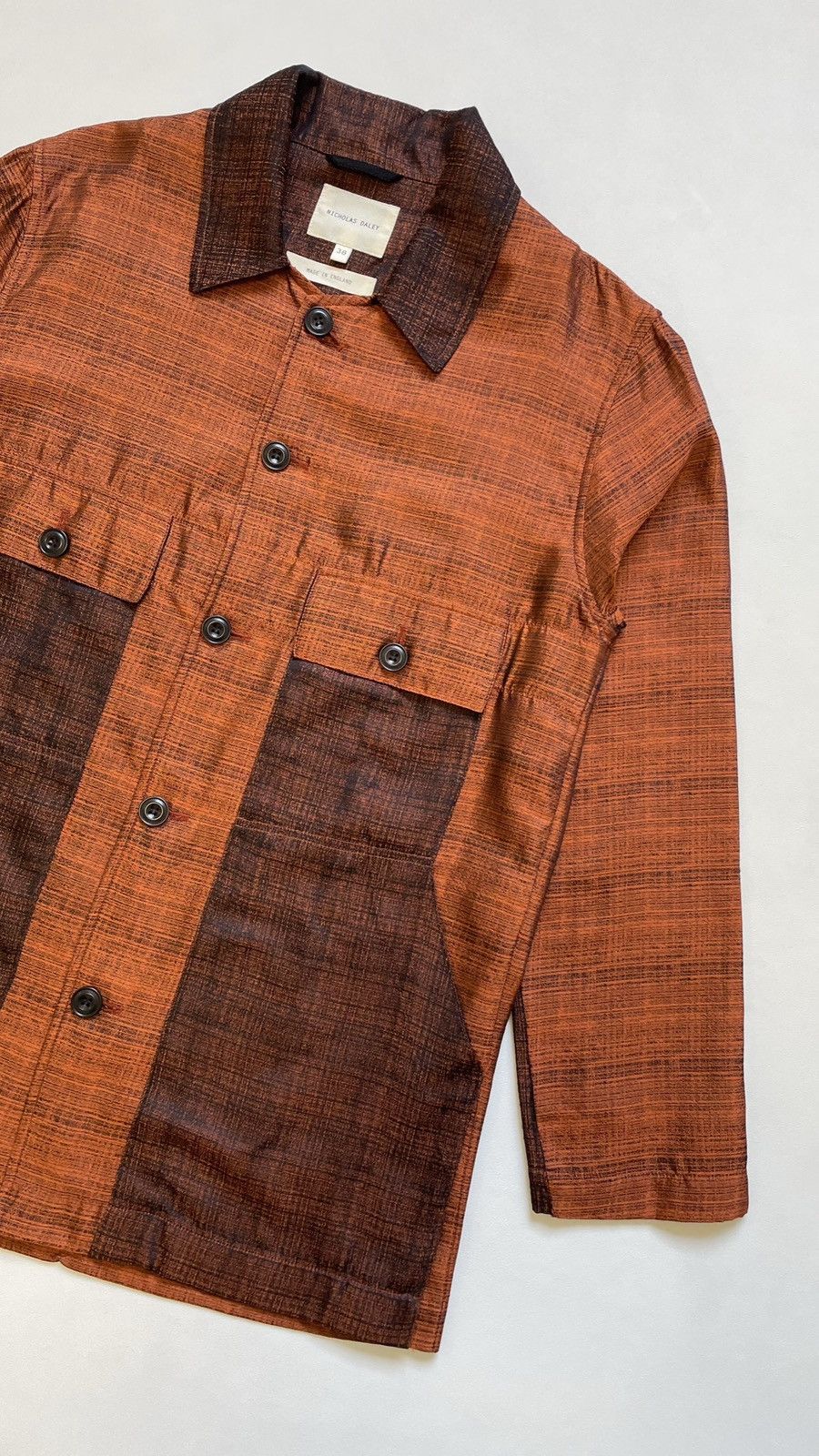 Nicholas Daley Sample Orange / Black Silk Utility Shirt Size US M / EU 48-50 / 2 - 5 Thumbnail