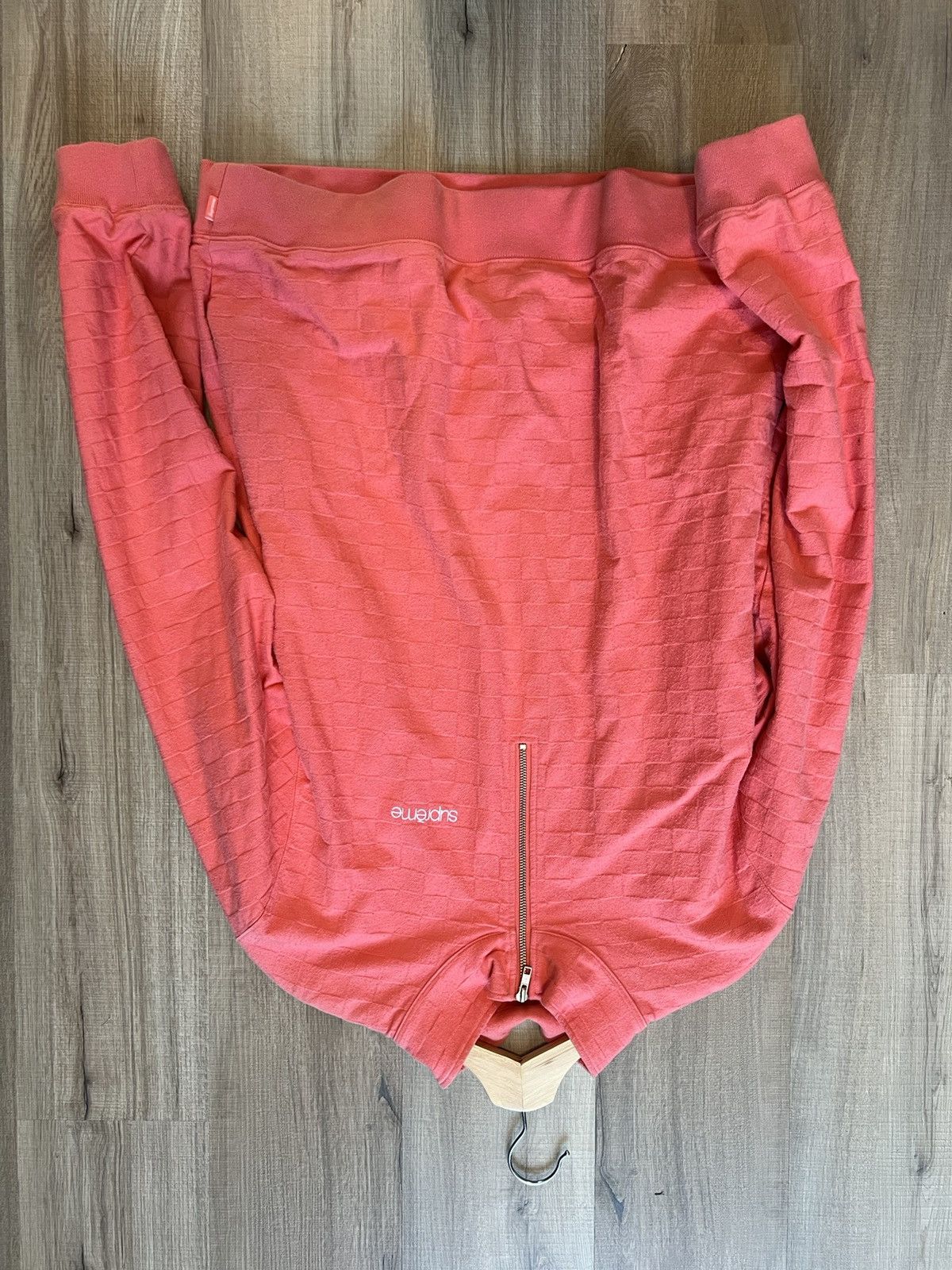 Supreme Peach Woven Half Zip Pullover Sweater