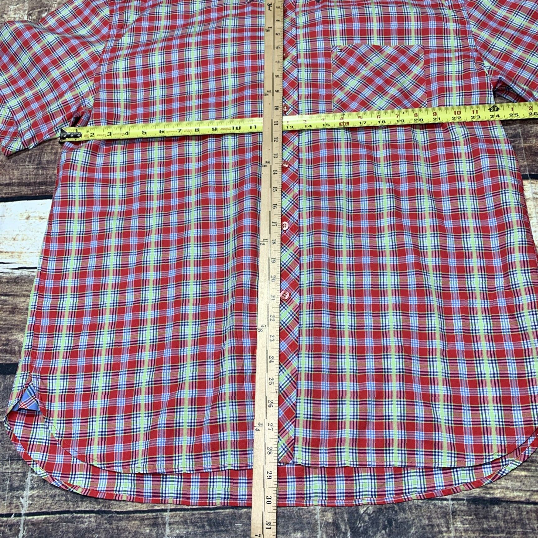 Tommy Hilfiger Tommy Hilfiger Shirt XL Short Sleeve Red Plaid Cotton Button-Up Adult Mens Size US XL / EU 56 / 4 - 6 Thumbnail