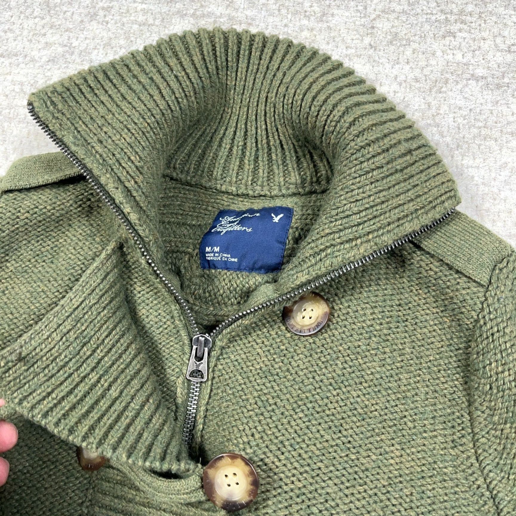 American Eagle Outfitters VINTAGE American Eagle Outfitters Cardigan Women M Gray Knit Wool Acrylic Nylon Heavy Military Army Pockets All Seasons Cardigan Size M / US 6-8 / IT 42-44 - 4 Thumbnail
