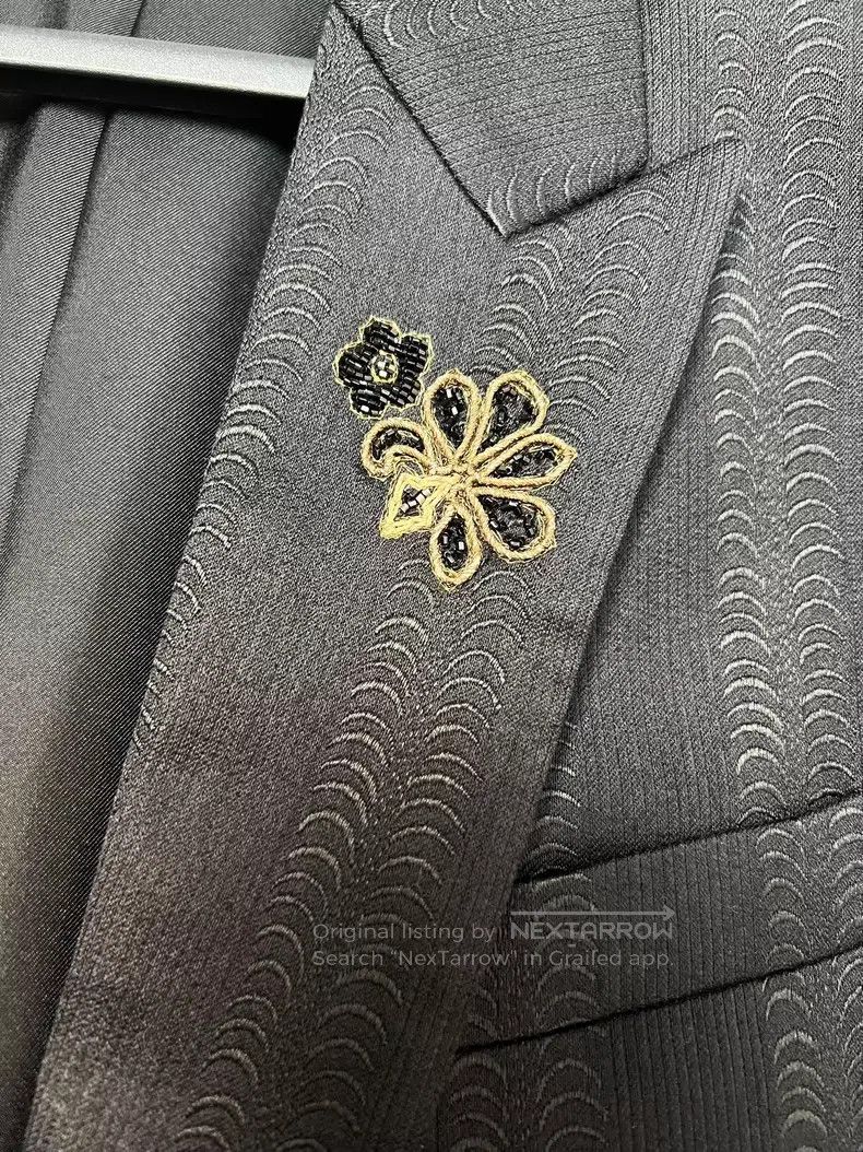 Saint Laurent Paris Saint Laurent Paris Black Enamel Gold Thread Beaded Notche Size US M / EU 48-50 / 2 - 4 Thumbnail