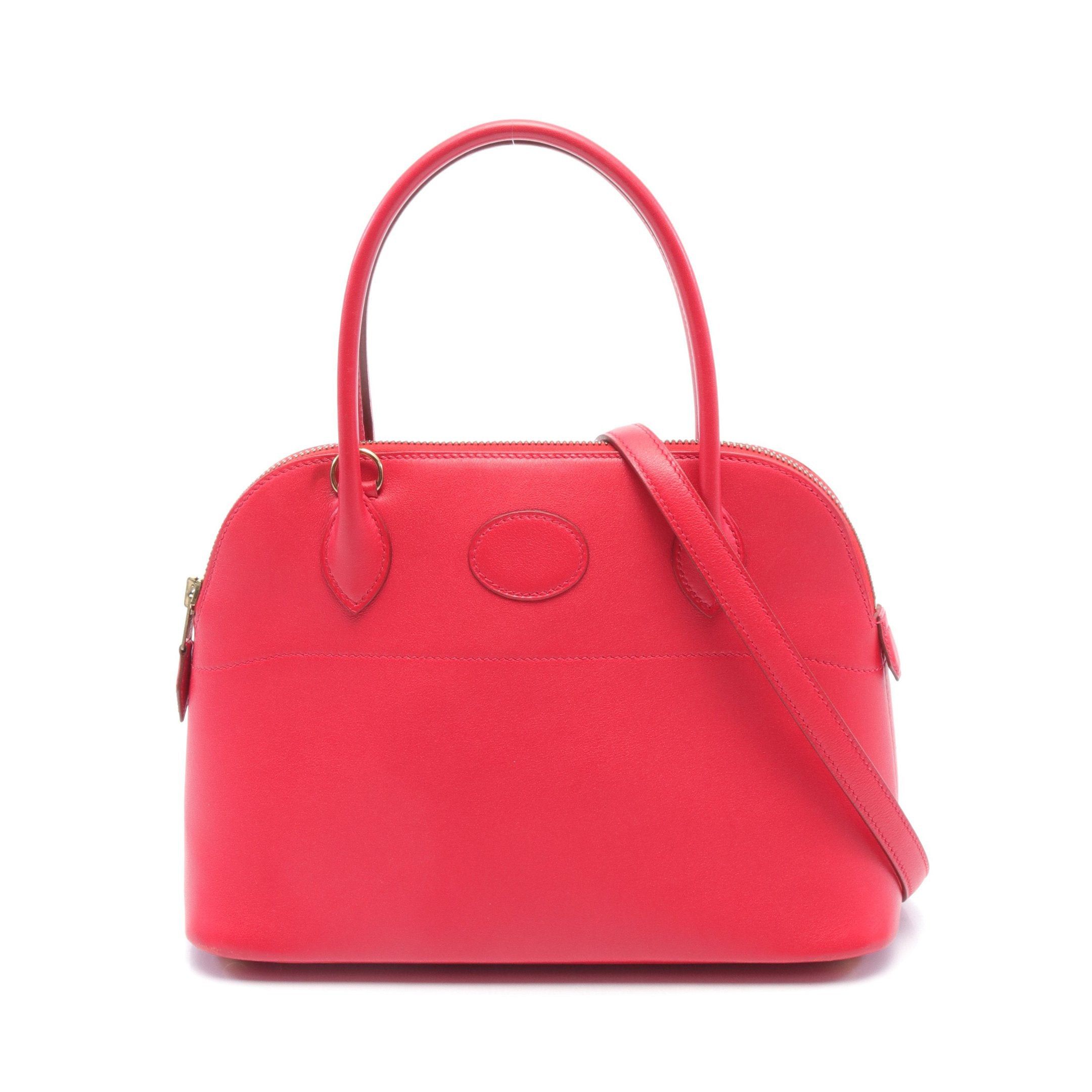 image of Hermes Bolide 27 Rougewif Handbag Veau Gulliver Red Gold Hardware □B Stamp (Manufactured Around 199