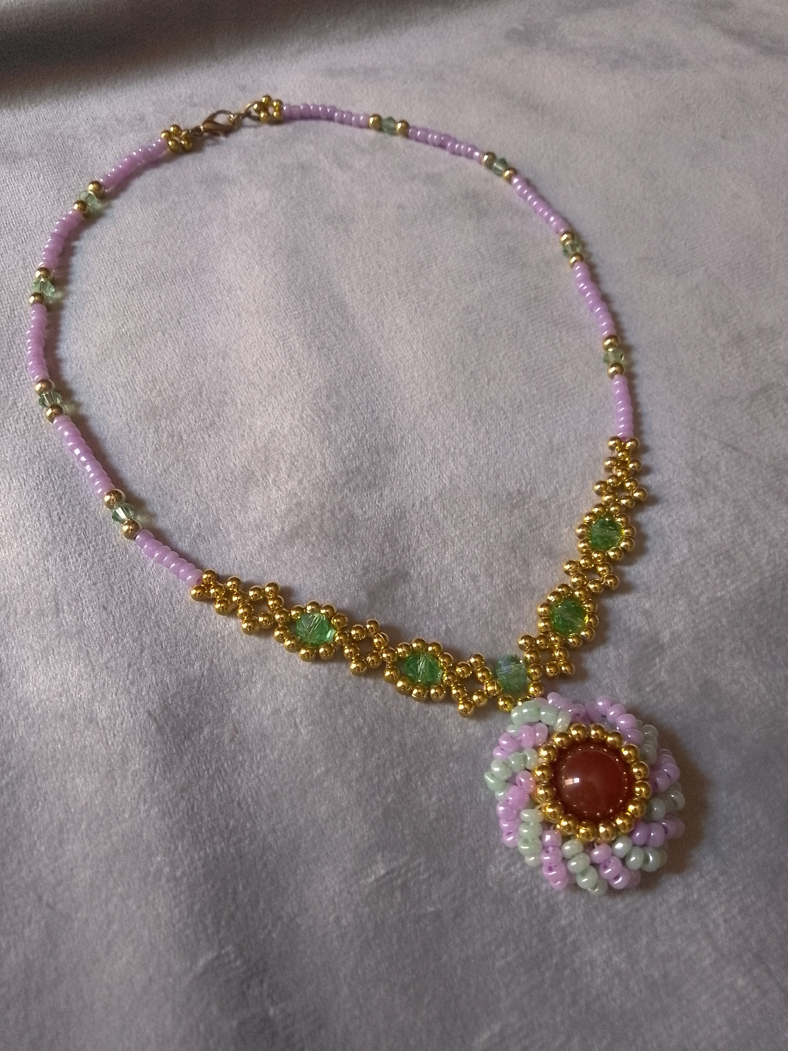 Handmade Necklace Pendant red carnelian gemstones vintage style Size ONE SIZE - 3 Thumbnail