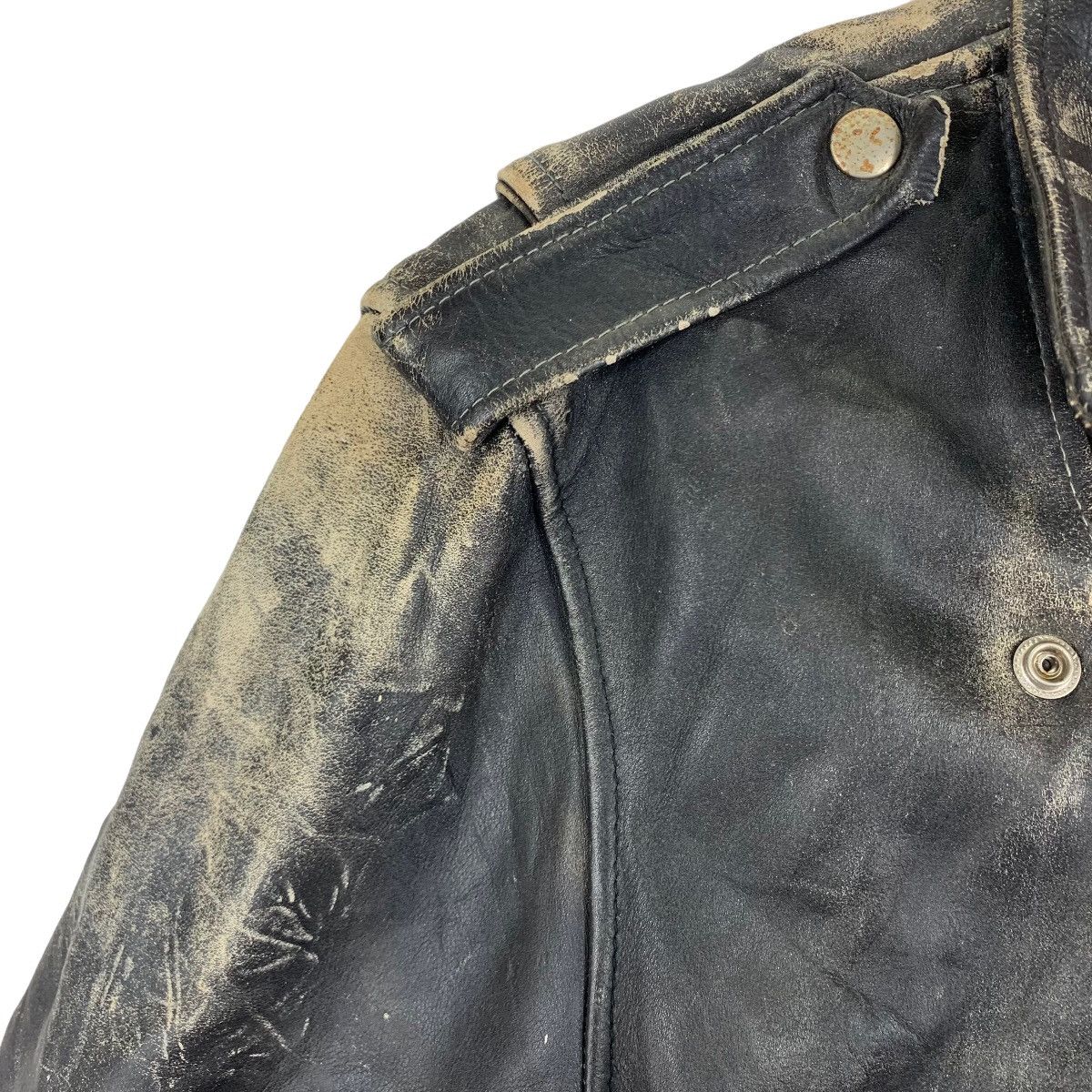Genuine Leather 🔥🔥 VINTAGE CUIRS LEATHER BIKERS DOUBLE COLLAR JACKET Size US L / EU 52-54 / 3 - 6 Thumbnail