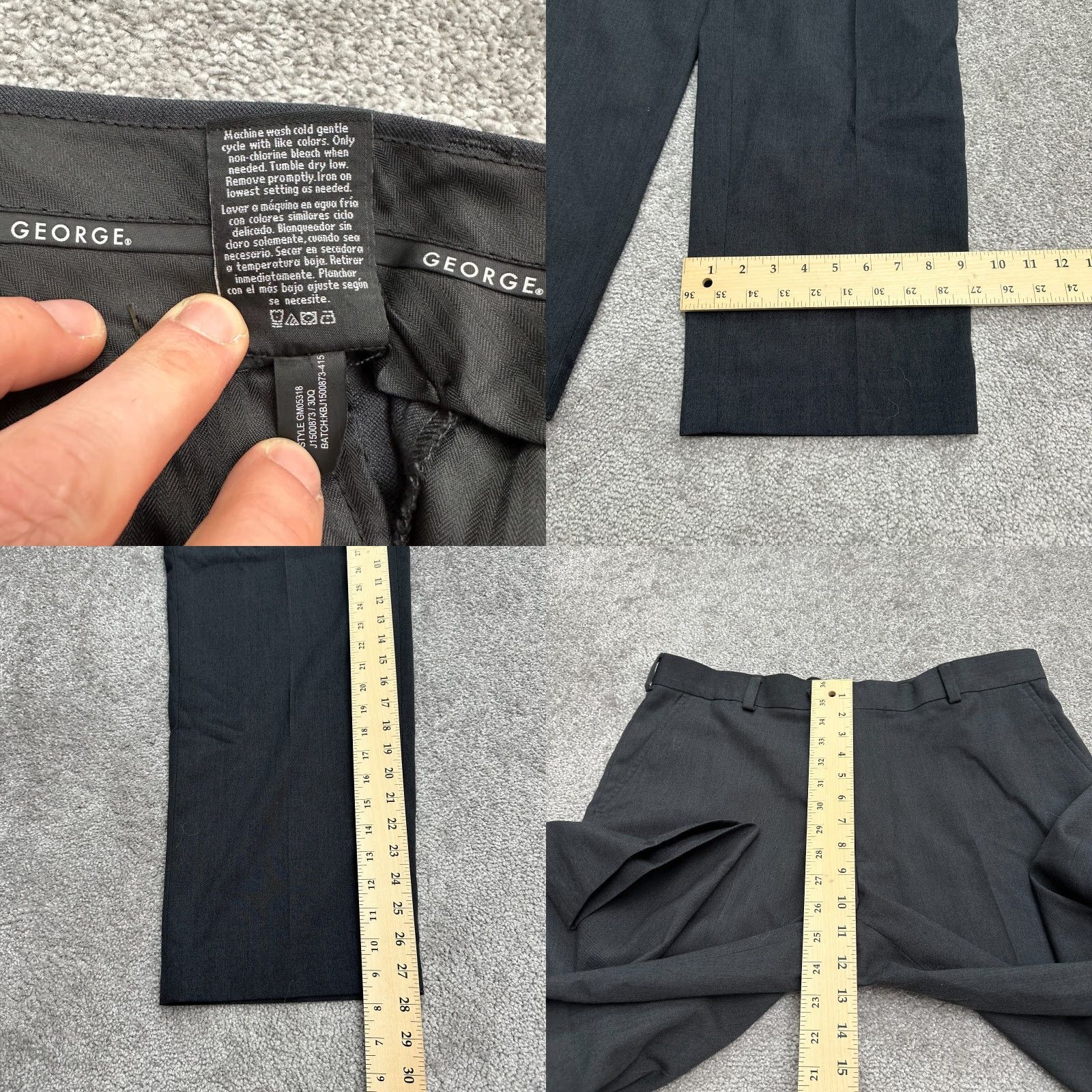 George GEORGE Dress Pants Men 34x29 Gray Flat Front Straight Leg Workwear Business Casual Size 34 Mens Gray Pants Size US 34 / EU 50 - 8 Thumbnail