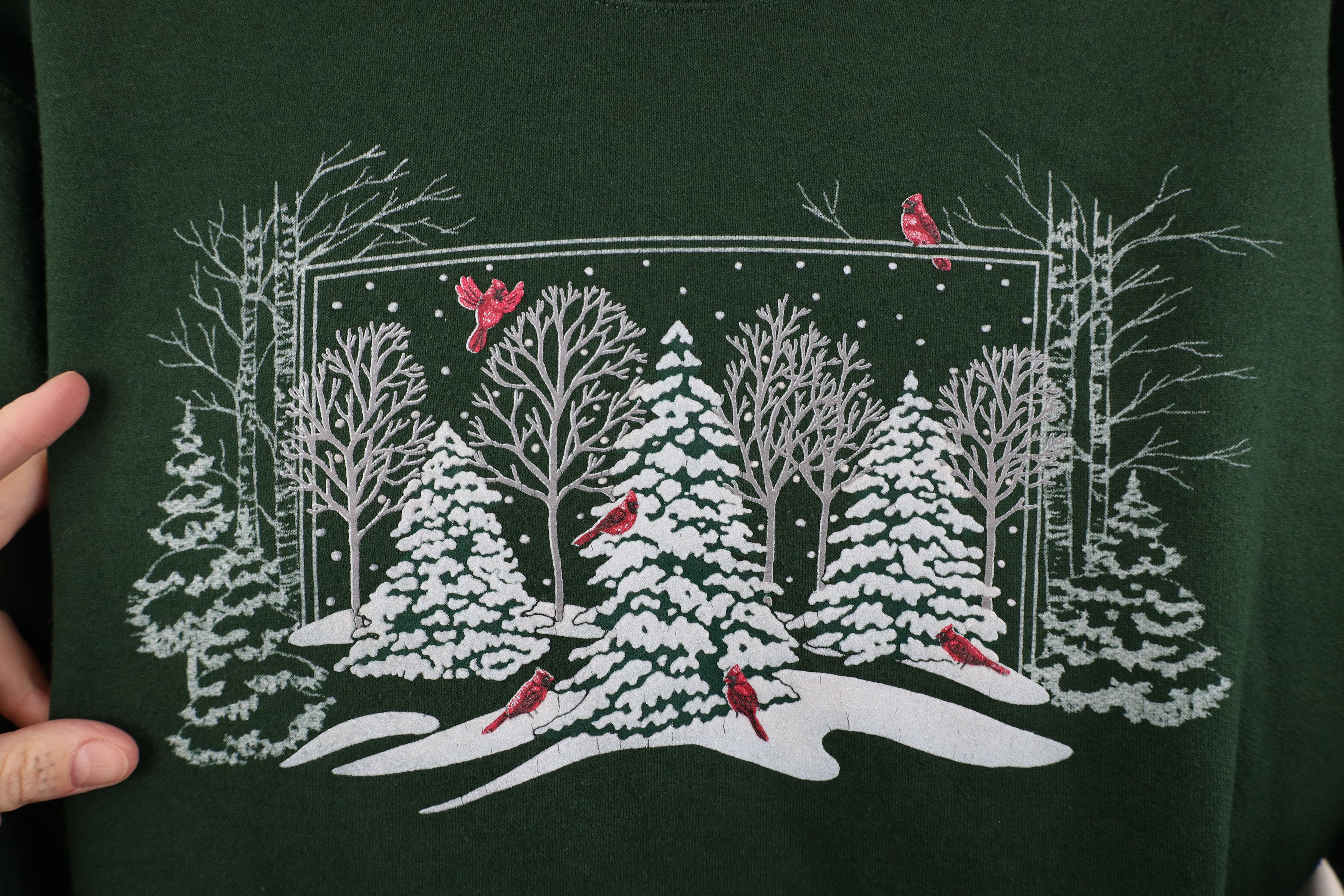 Vintage Vintage 90s Streetwear Winter Snow Birds Sweatshirt Green Size M / US 6-8 / IT 42-44 - 4 Thumbnail