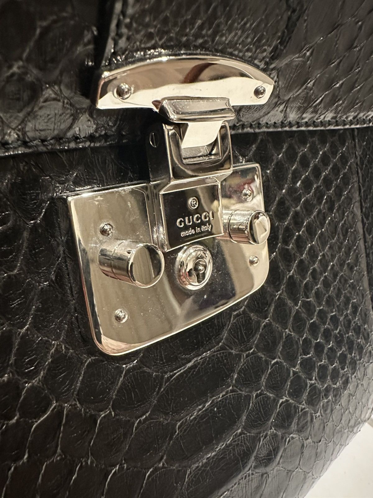 Gucci × Vintage Gucci Black Python Lady Lock Large handle bag Size ONE SIZE - 5 Thumbnail