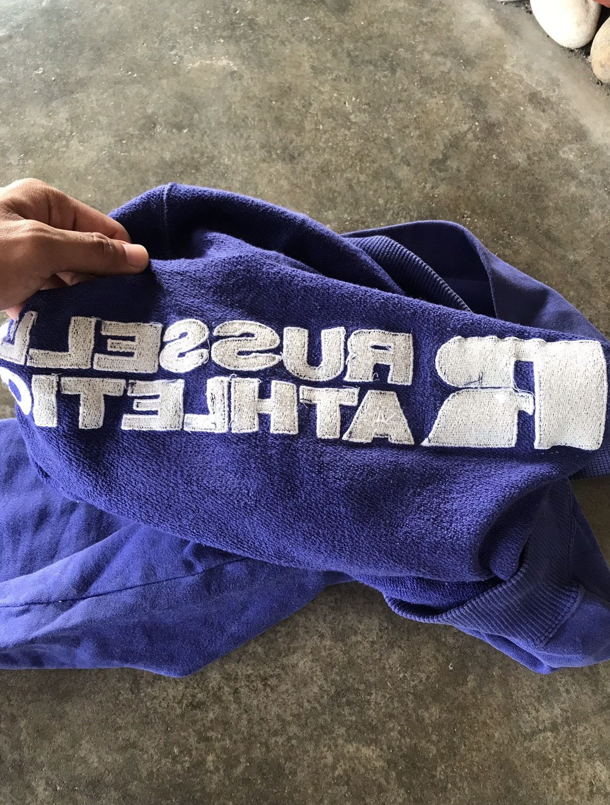 Russell Athletic × Vintage VTG Faded Russell Athletic Purple Spellout Size L / US 10 / IT 46 - 12 Thumbnail
