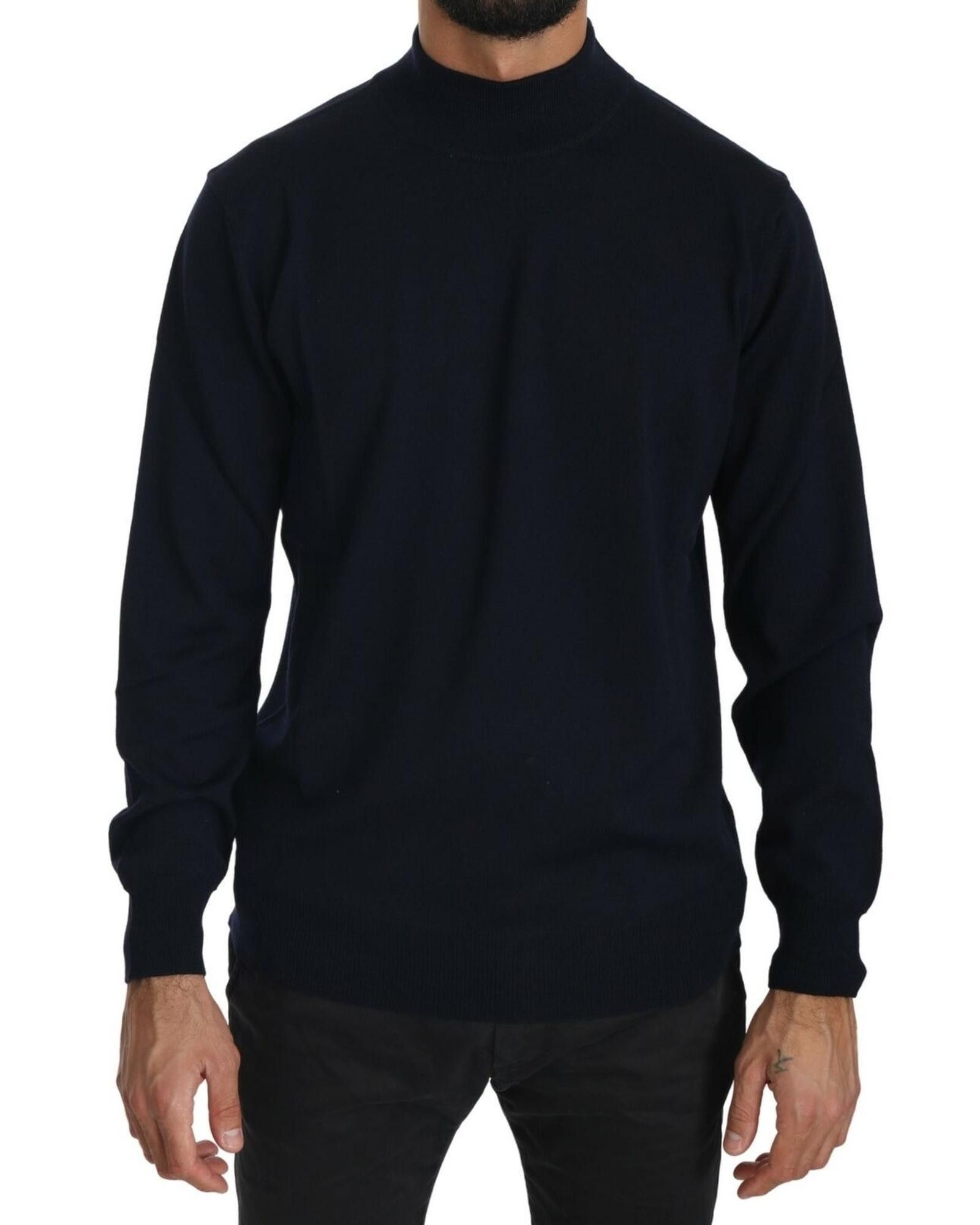 image of Mila Schon Gorgeous Dark Wool Crewneck Pullover in Blue, Men's (Size Large)