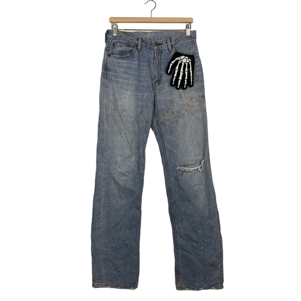 Levi's Made & Crafted 🔥RARE DISTRESSED DENIM JEAN SELVEDGES LEVI’S LEATHER PATCH Size US 29 - 2 Thumbnail