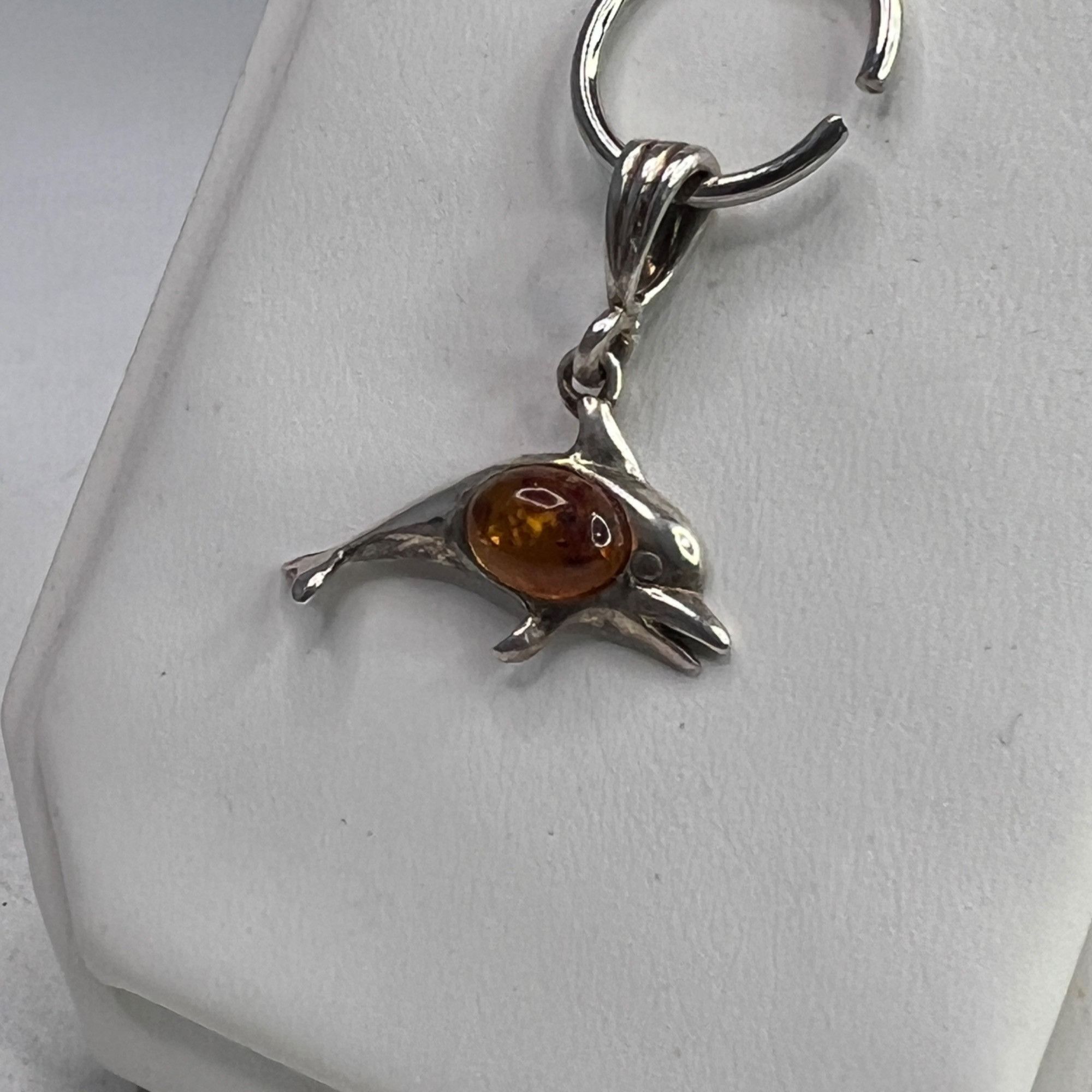 Other Cognac Amber Dolphin Pendant 925 Sterling Silver Womens Jewe Size ONE SIZE - 4 Thumbnail