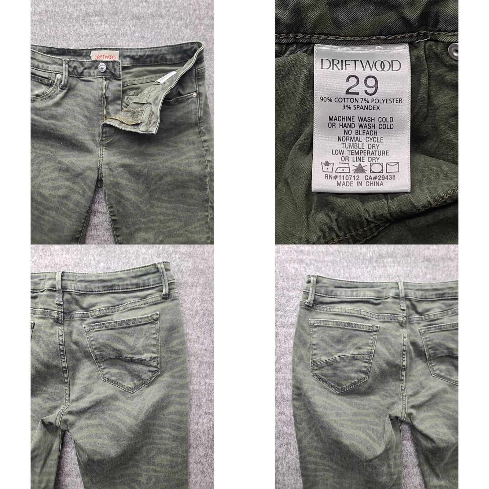 Vintage Driftwood Jeans Womens 29x29 Jackie Skinny Fit Ankle Cut High Rise Stretch Jeans Bohemian Festival Green 29 Inseam 5-Pocket Slim Wash Light Womens Size 29" - 8 Thumbnail