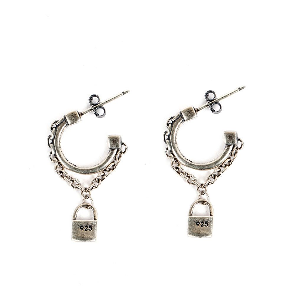 Jewelry Lock Hip-hop Earrings One Pairs Chrome Jewelry Size ONE SIZE - 6 Thumbnail