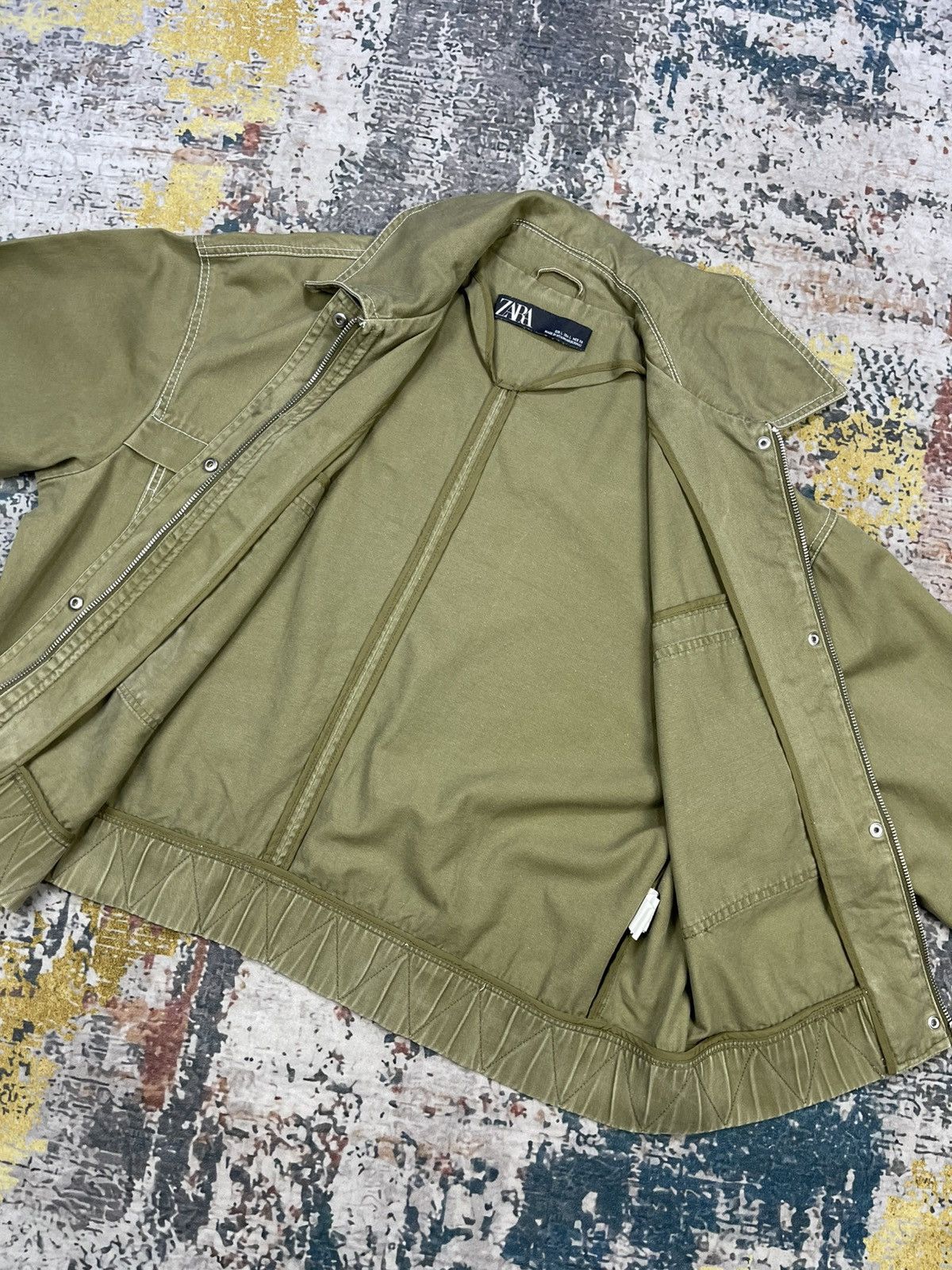 Zara ZARA Olive Green Utility Cotton Jacket Size L / US 10 / IT 46 - 7 Thumbnail