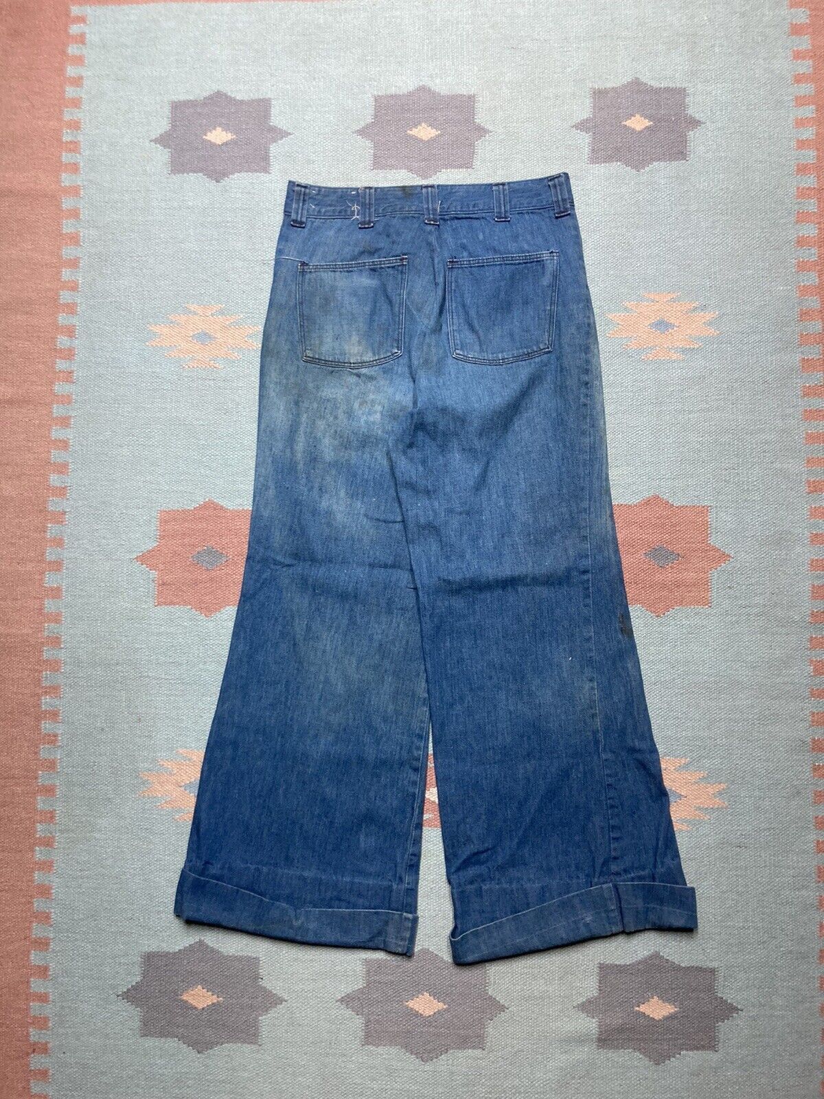 Vintage 70s wrangler bell bottom jeans elephant flare hippie 30x28 Size 30" / US 8 / IT 44 - 1 Thumbnail