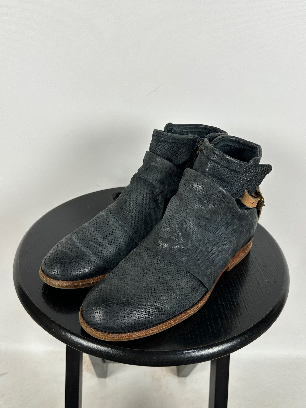 A.S.98 A.S.98. Airstep Navy Blue Leather Biker Ankle Boots Size US 8 / IT 38 - 5 Thumbnail