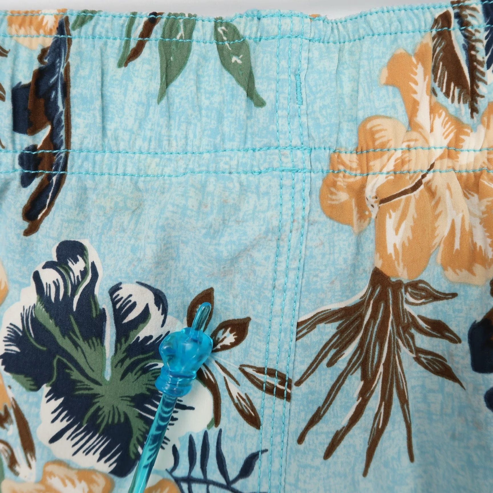 Vintage Coolibar Swim Trunks Mens M Blue Floral Tropical Lined Pockets Drawstring Size ONE SIZE - 4 Thumbnail