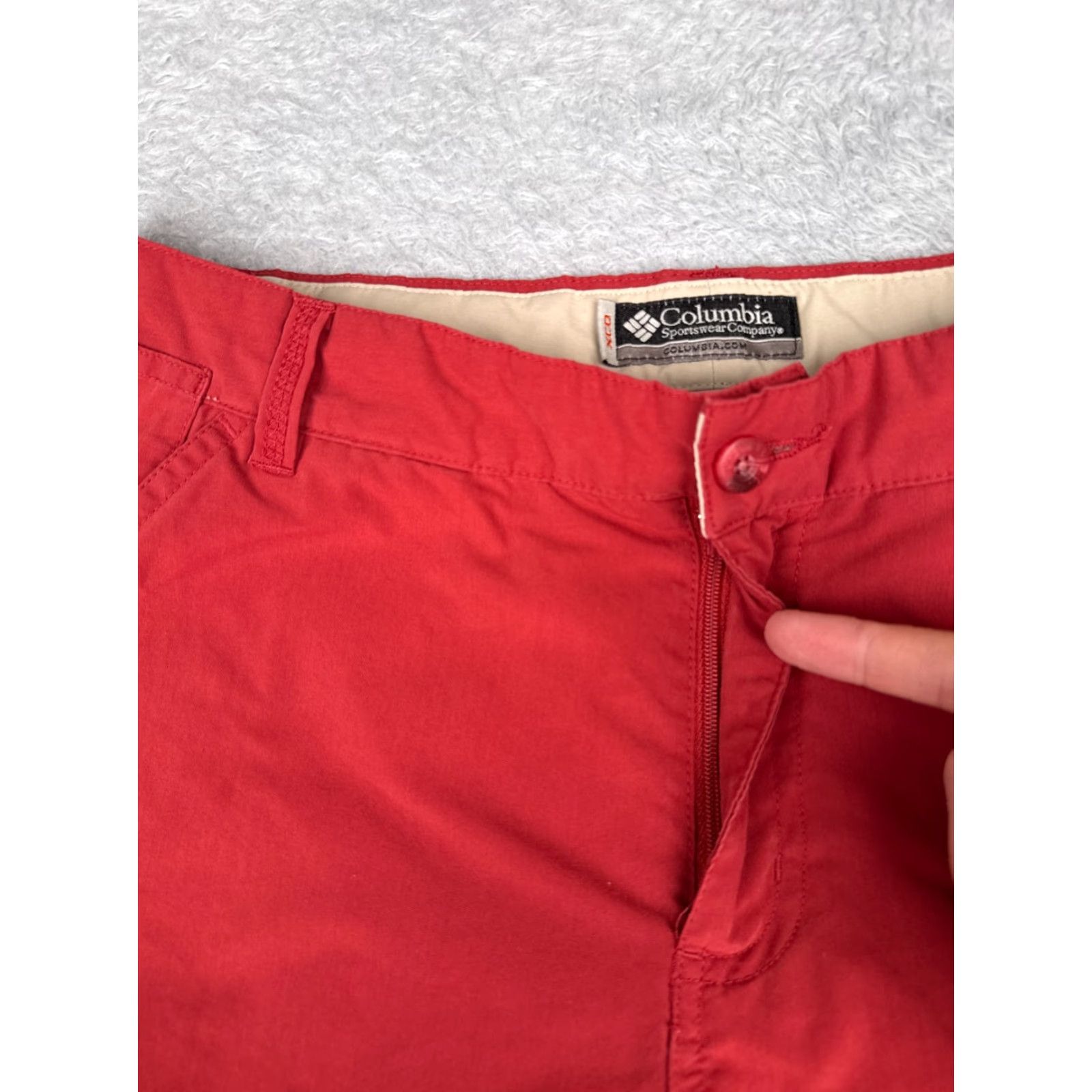 Vintage Columbia Shorts Women 10 Red Cotton Blend Chino XCO Hiking Camping 30x16 Elastic Waist Pockets Mid Rise Casual Activewear Summer Women Size 32" / US 10 / IT 46 - 6 Thumbnail