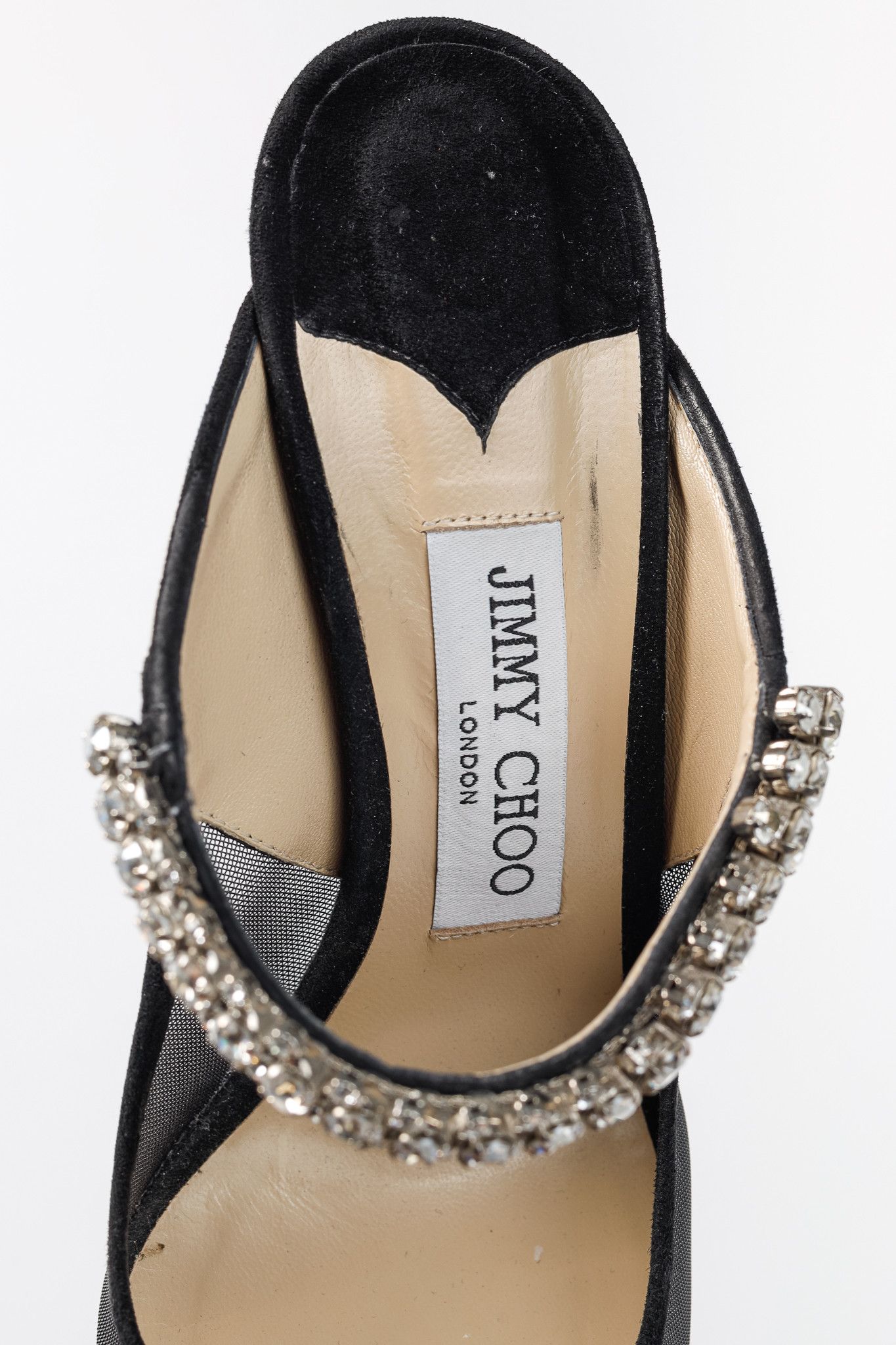 Jimmy Choo Jimmy Choo Bing 100 Mesh & Suede Crystal-Embellished Mules Size US 8 / IT 38 - 9 Thumbnail