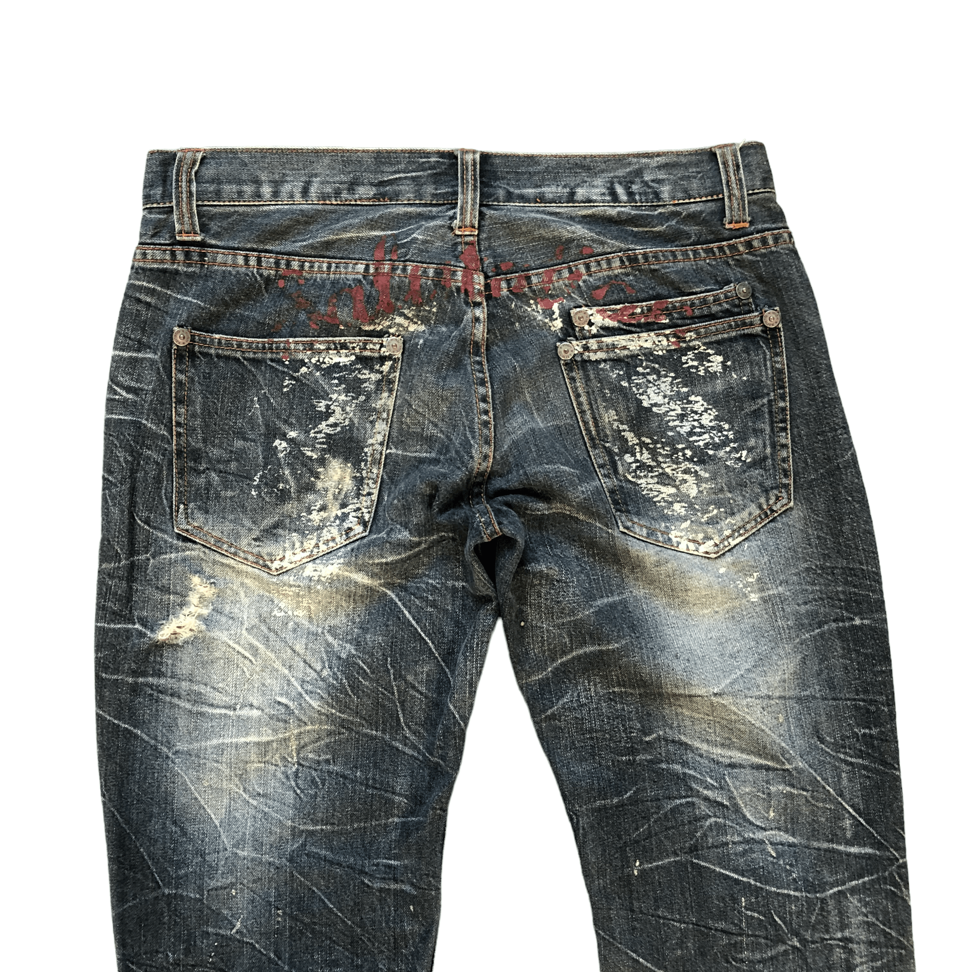 Japanese Brand FLARE TRASHED DISTRESSED DENIM PANTS BY NYLOUS #5970-216 Size US 33 - 14 Thumbnail