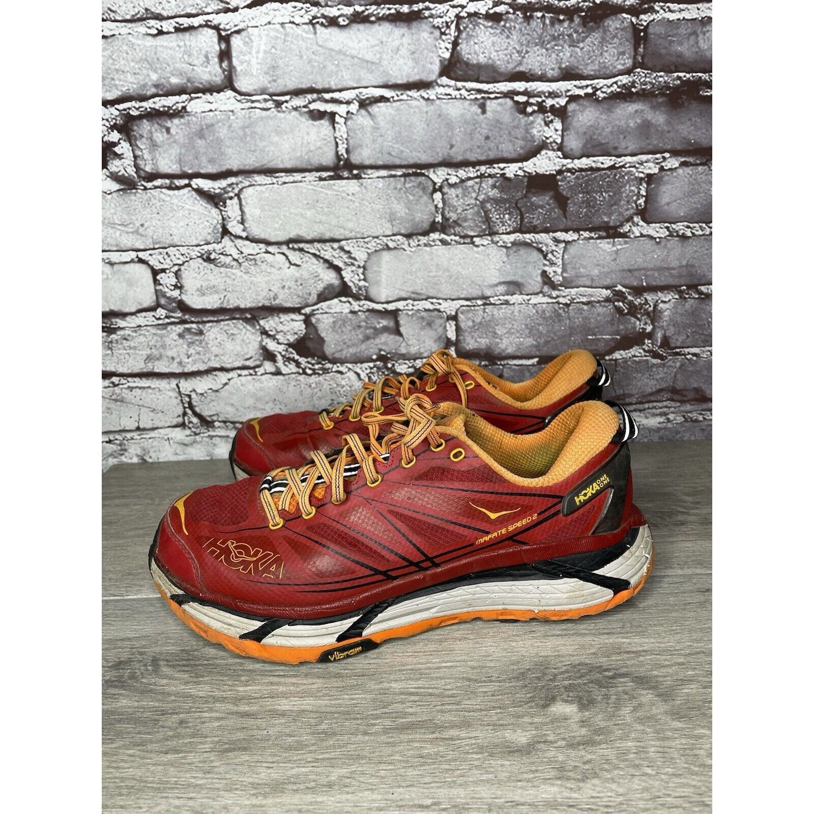 Hoka Hoka One Vibram Mafate Speed 2 Red Synthetic Running Shoes M Size US 9.5 / EU 42-43 - 11 Thumbnail