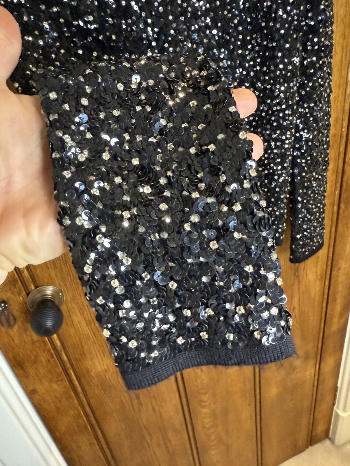 Saint Laurent Paris FW17 Saint Laurent crystal sequin embroidered sweater black Size US XS / EU 42 / 0 - 8 Thumbnail
