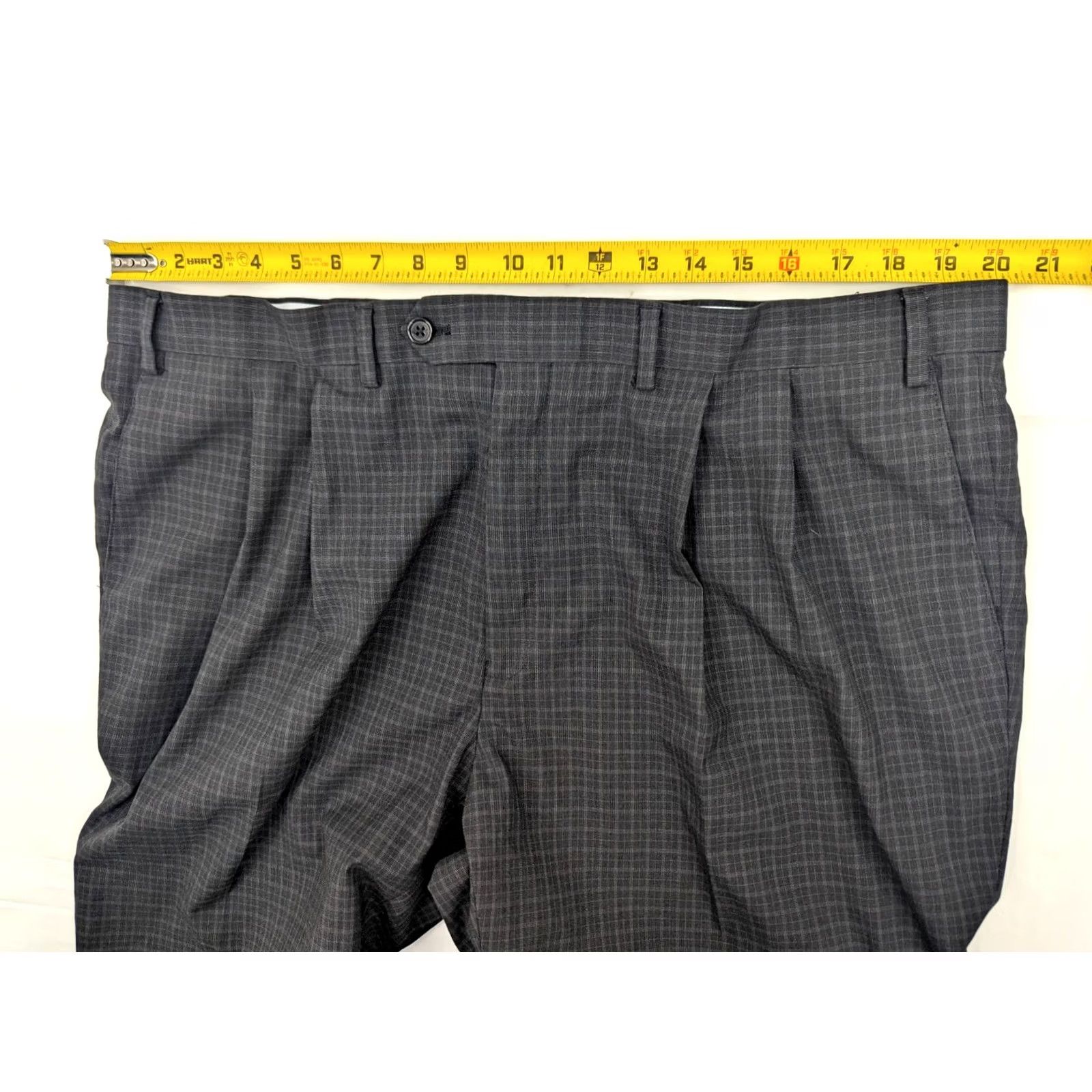 Ralph Lauren Ralph Lauren Blue Label Straight Pant Men 42x30 Gray Plaid Dress Pants Reg 42in Waist X 29.5in Inseam Wide USP Logo Zipper Button Hook & Eye Size US 42 / EU 58 - 6 Thumbnail