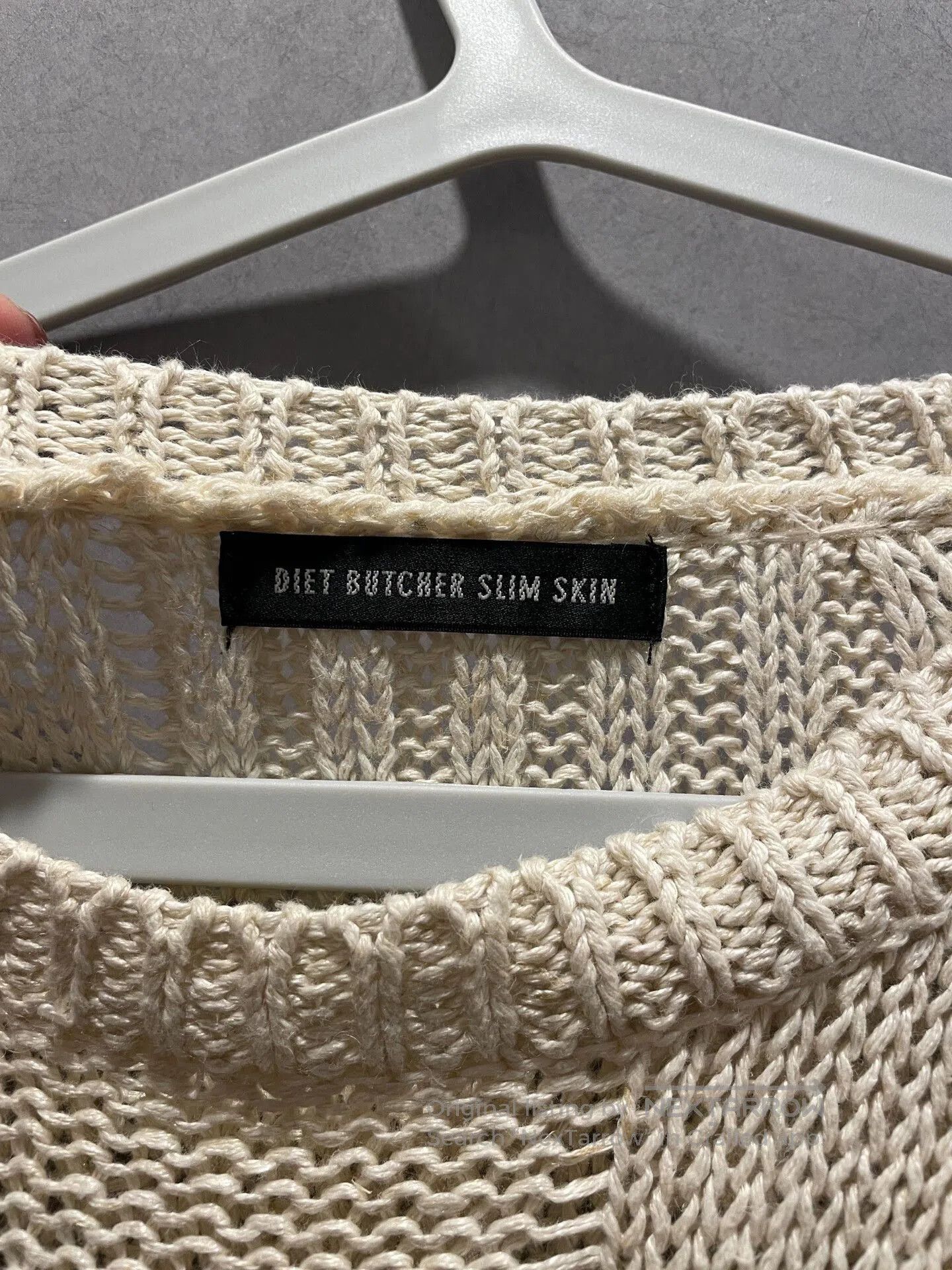 Diet Butcher Slim Skin beige knit long sleeve top with holes. Size US S / EU 44-46 / 1 - 3 Thumbnail