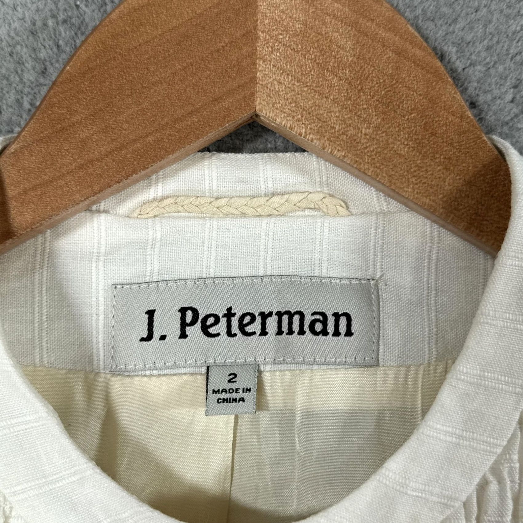 Vintage J. Peterman Blazer Womens 2 White Linen Tuxedo Bib Pleated Front Jacket Size XS / US 0-2 / IT 36-38 - 4 Thumbnail