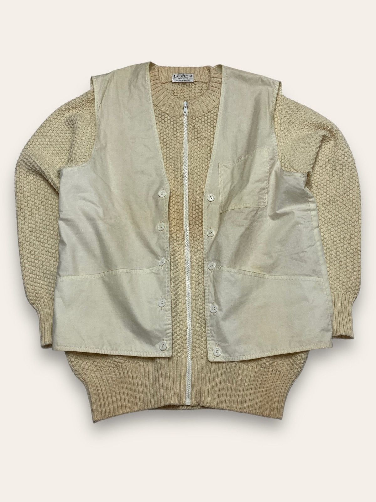 Louis Feraud 90s Vintage LOUIS FERAUD Beige Creme Sweater Size US M / EU 48-50 / 2 - 1 Thumbnail