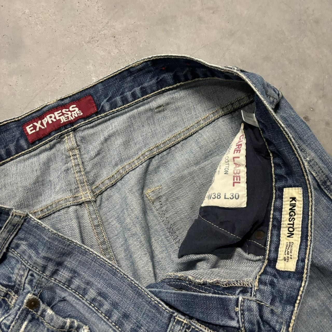 Japanese Brand × Vintage Crazy Vintage Y2K/2000s Grunge Distressed Dark Wash Skater Denim Jeans! Size US 38 / EU 54 - 8 Thumbnail