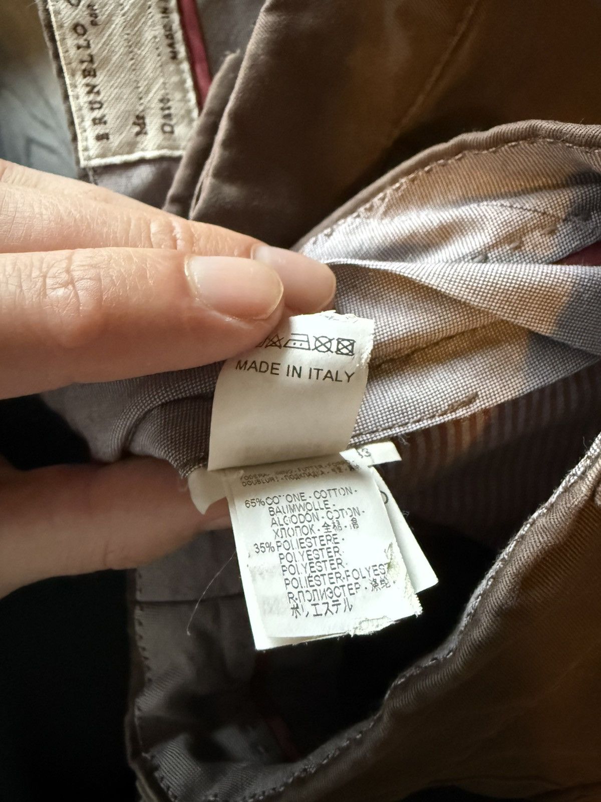Brunello Cucinelli Brown Cotton-Blend Trousers (Slim Tapered) Size US 30 / EU 46 - 10 Thumbnail