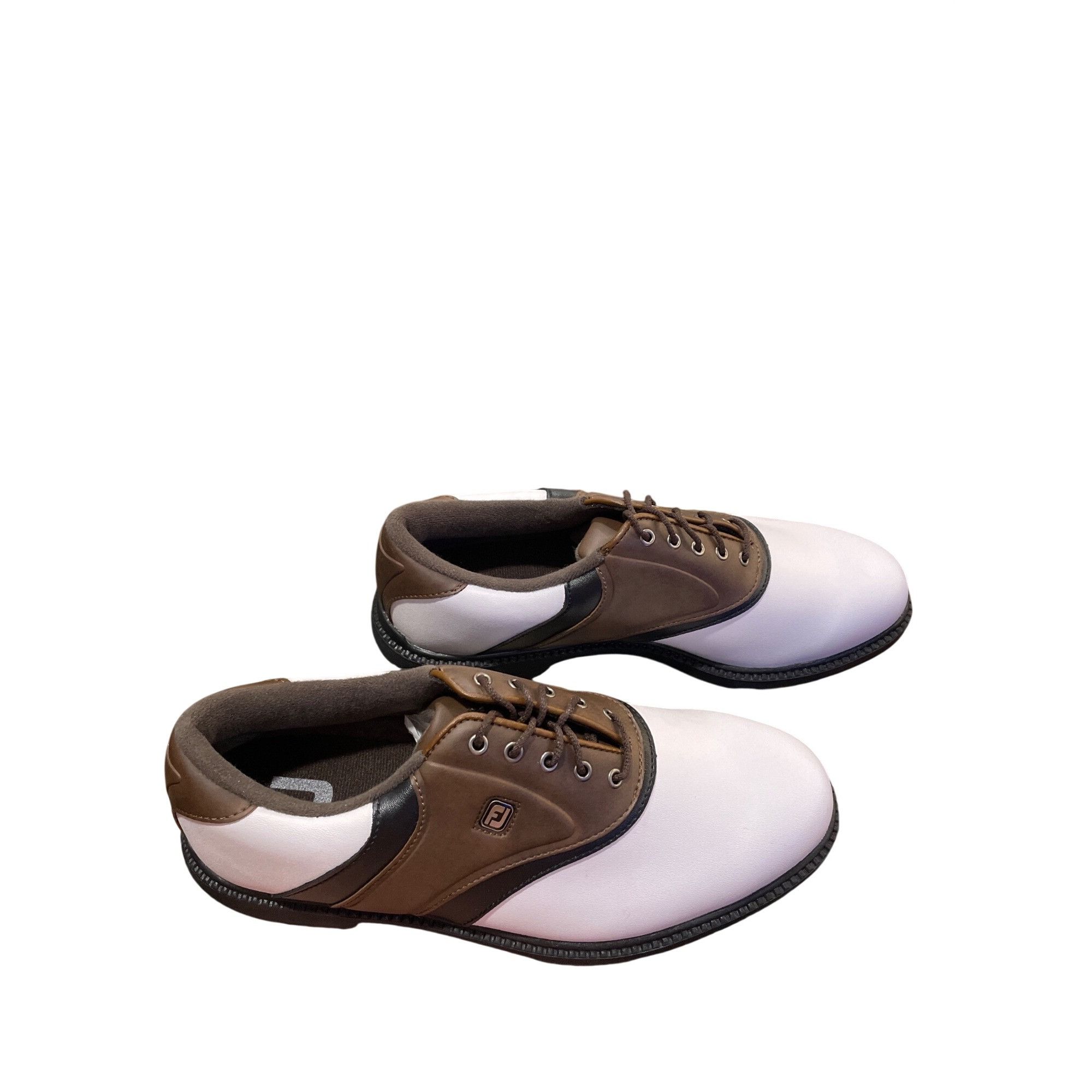 Footjoy Foot Joy mens white brown leather rubber golf shoes sneakers Size US 8.5 / EU 41-42 - 3 Thumbnail