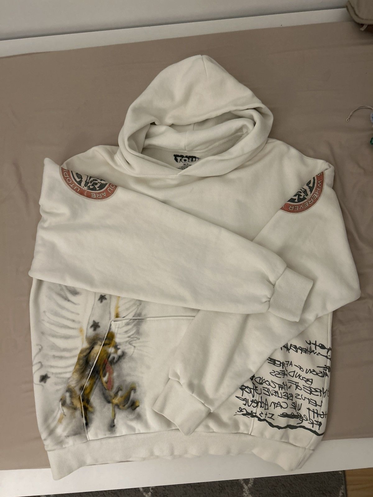 image of Travis Scott 2023 Circus Maximus Tour Merchandise Hoodie in White, Men's (Size XL)