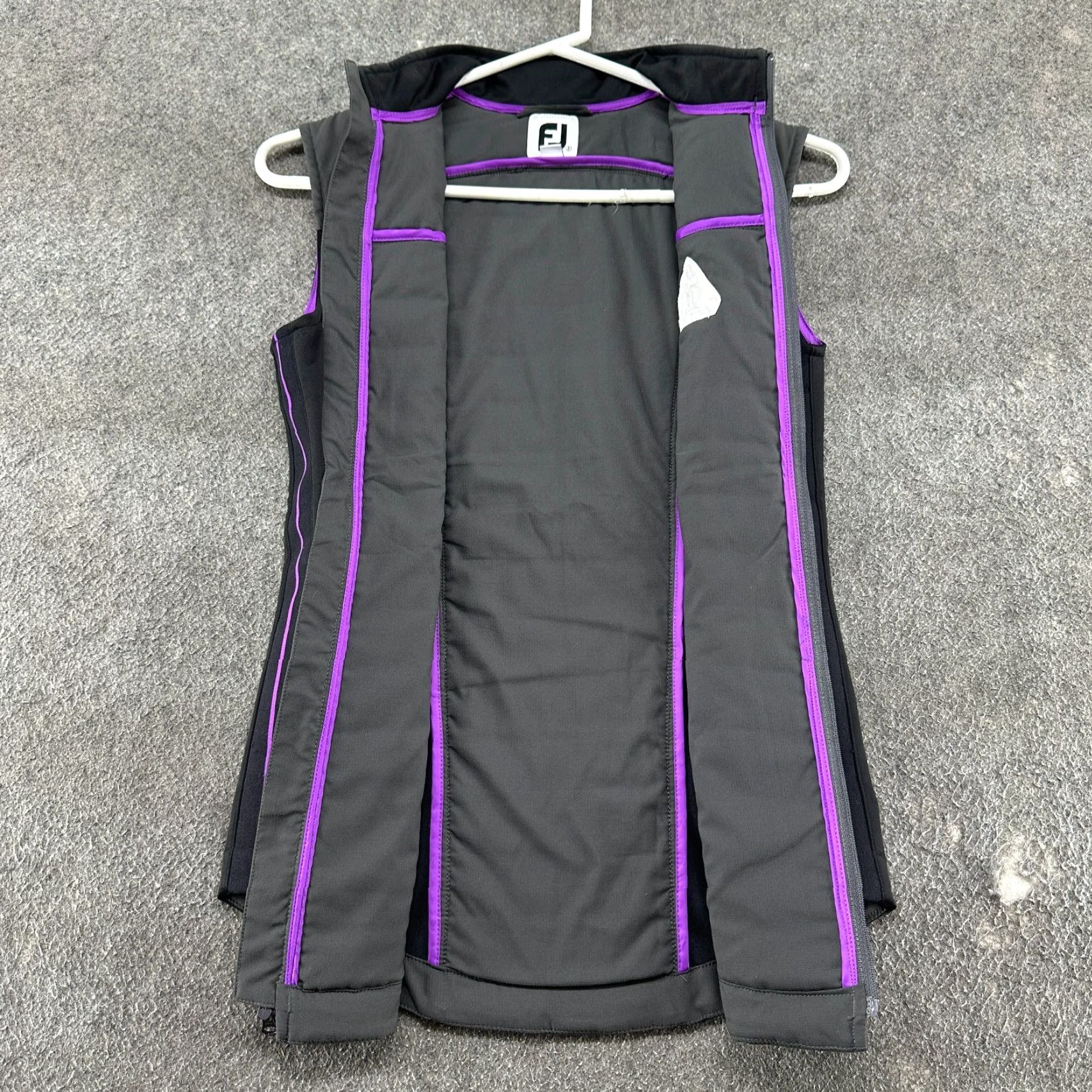 Footjoy FootJoy Vest Womens Small Gray Purple Puffer Quilted Lightweight Polyester Logo Zip Mid-Length Solid Outdoors Classic Insulated Size S / US 4 / IT 40 - 2 Thumbnail