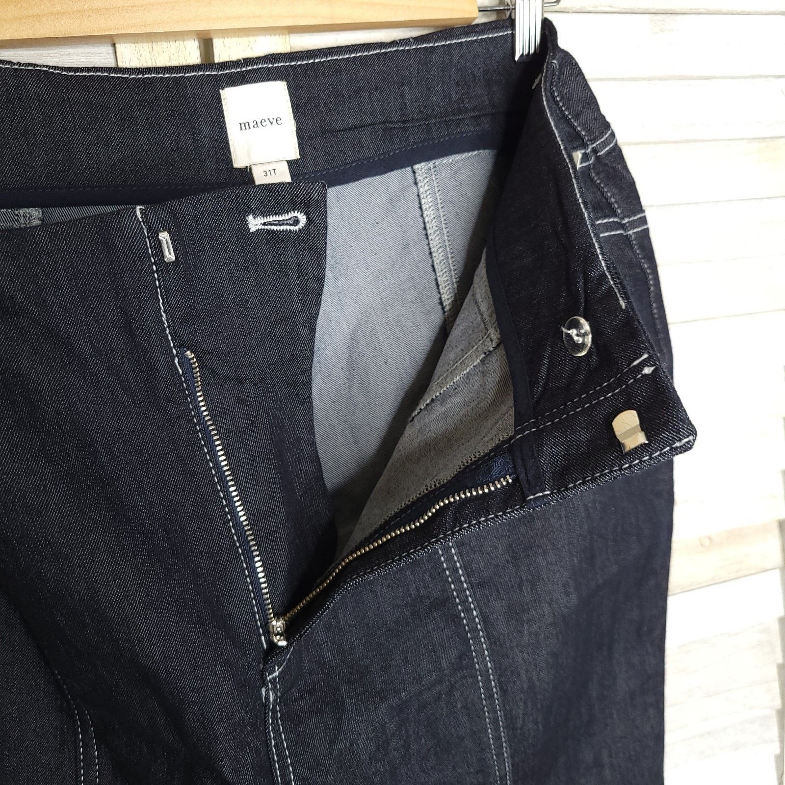 Anthropologie MAEVE Womens Anthropologie High Rise Straight Leg Jeans 31T Size 34" / US 12 / IT 48 - 7 Thumbnail