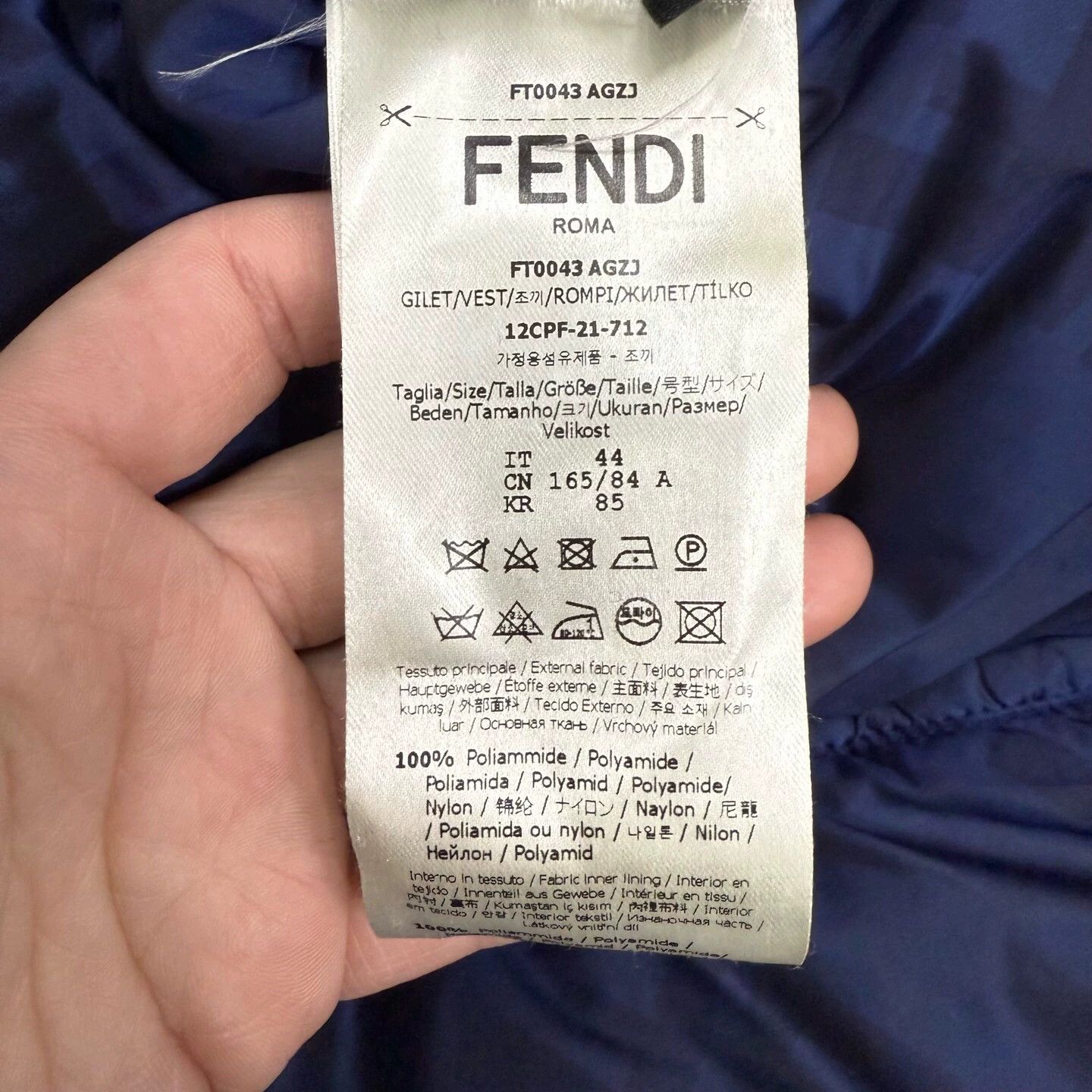 Fendi Fendi Blue All-Over Print Reversible Zip Puffer Vest 44 Size US S / EU 44-46 / 1 - 4 Thumbnail