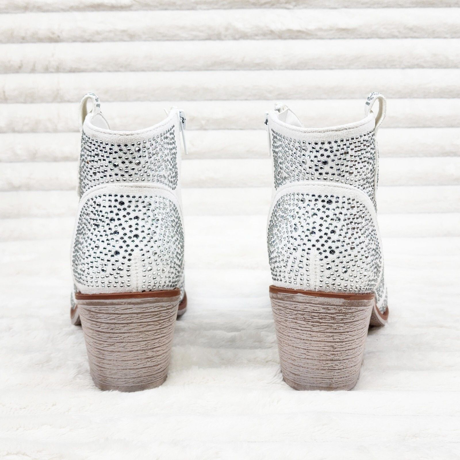 Other Wild Ones White Glamour Cowboy Rhinestone Cowgirl Ankle Boot Size US 6 / IT 36 - 5 Thumbnail