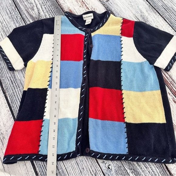 Vintage Vintage Breckenridge Patchwork-Like Knit Cardigan Sweater Size L / US 10 / IT 46 - 6 Thumbnail