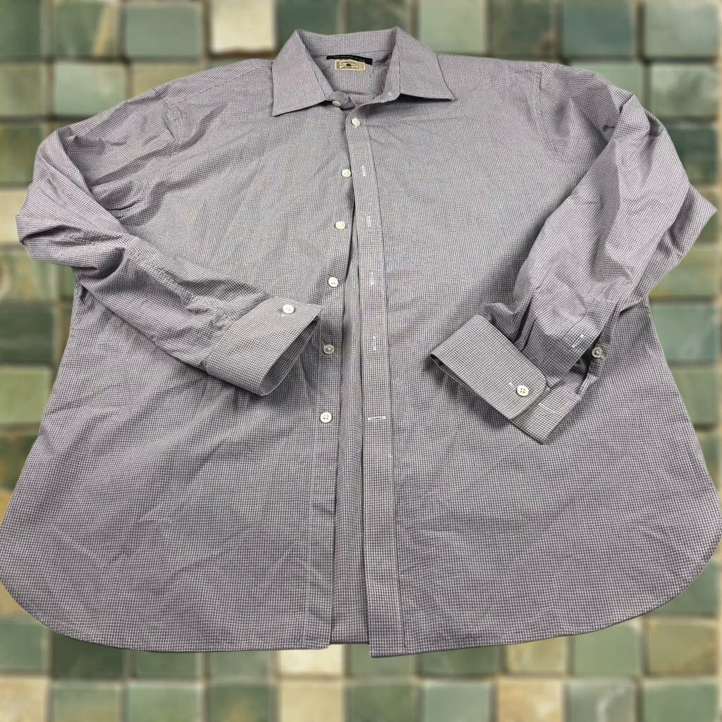 John Varvatos John Varvatos Dress Shirt Gray Long Sleeve Button Front 17.5 Mens Regular Size Check Pattern Shirt Size 48R - 1 Thumbnail