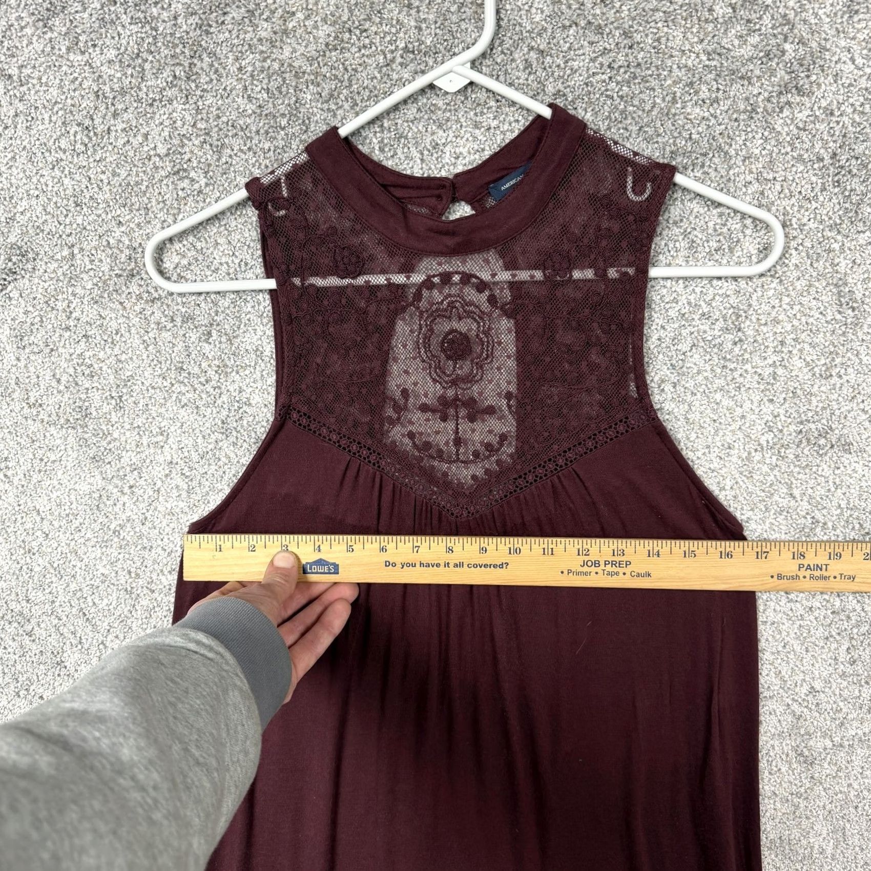 American Eagle Outfitters VINTAGE American Eagle Outfitters Dress M Maroon High Neck Lace Trapeze Swing Boho 90s Girls? Size M / US 6-8 / IT 42-44 - 2 Thumbnail