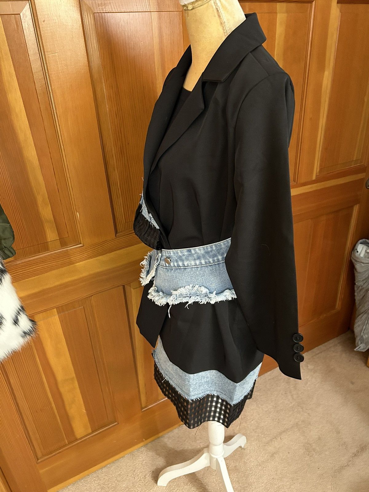 Designer × Other NWT, Lavishly Paris Women’s Designer Denim Patchwork Blazer. Size M / US 6-8 / IT 42-44 - 5 Thumbnail