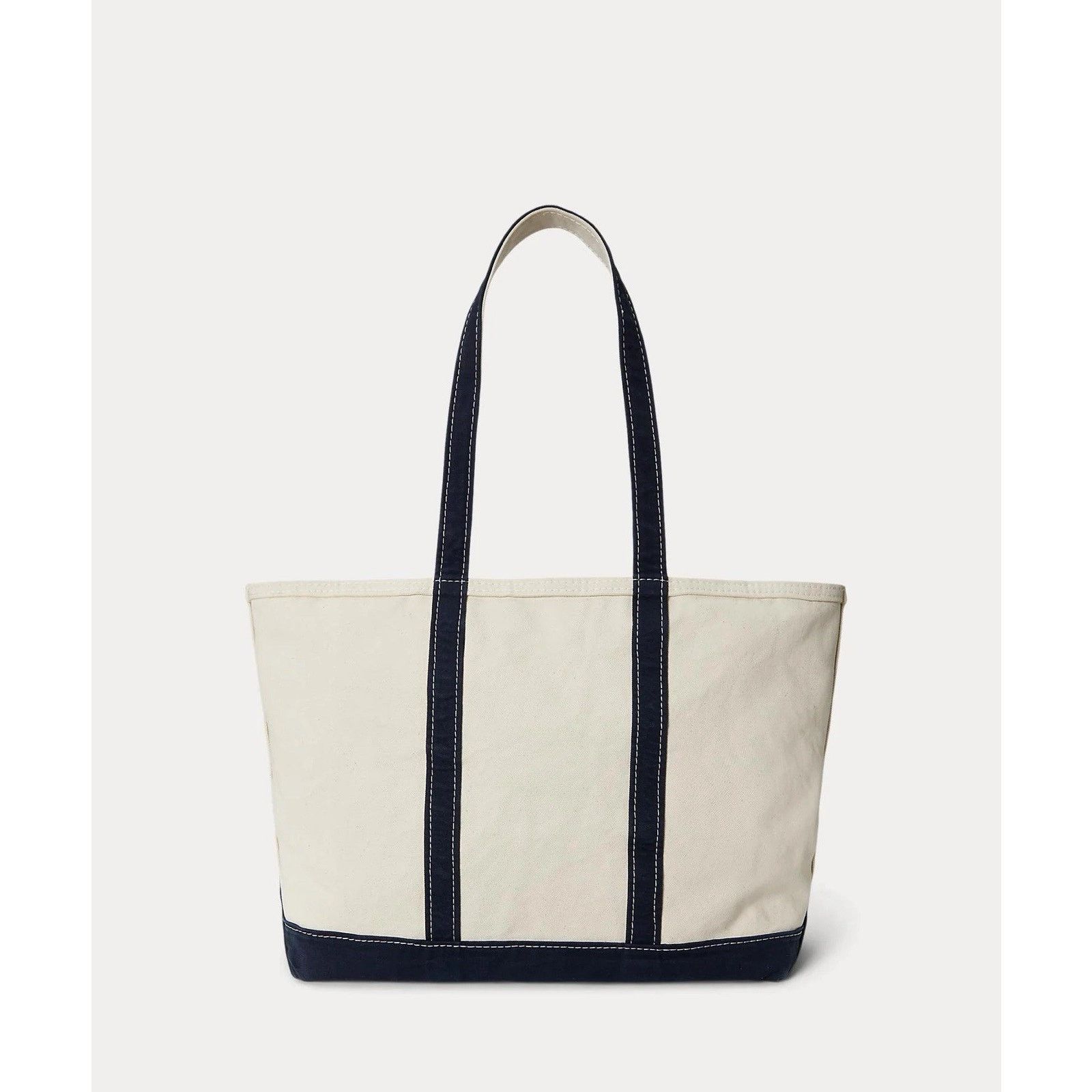 Lauren Ralph Lauren NWT Lauren Ralph Lauren Canvas Cream/Navy Medium Canvas Tote Size ONE SIZE - 10 Thumbnail