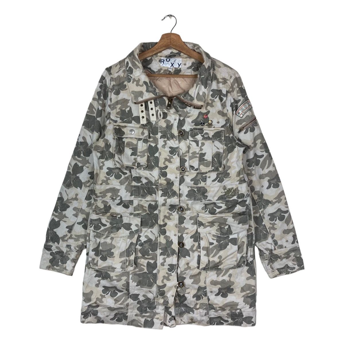 Other Vintage Roxy Surfing Floral Camouflage Pattern Field Jacket Size L / US 10 / IT 46 - 1 Thumbnail
