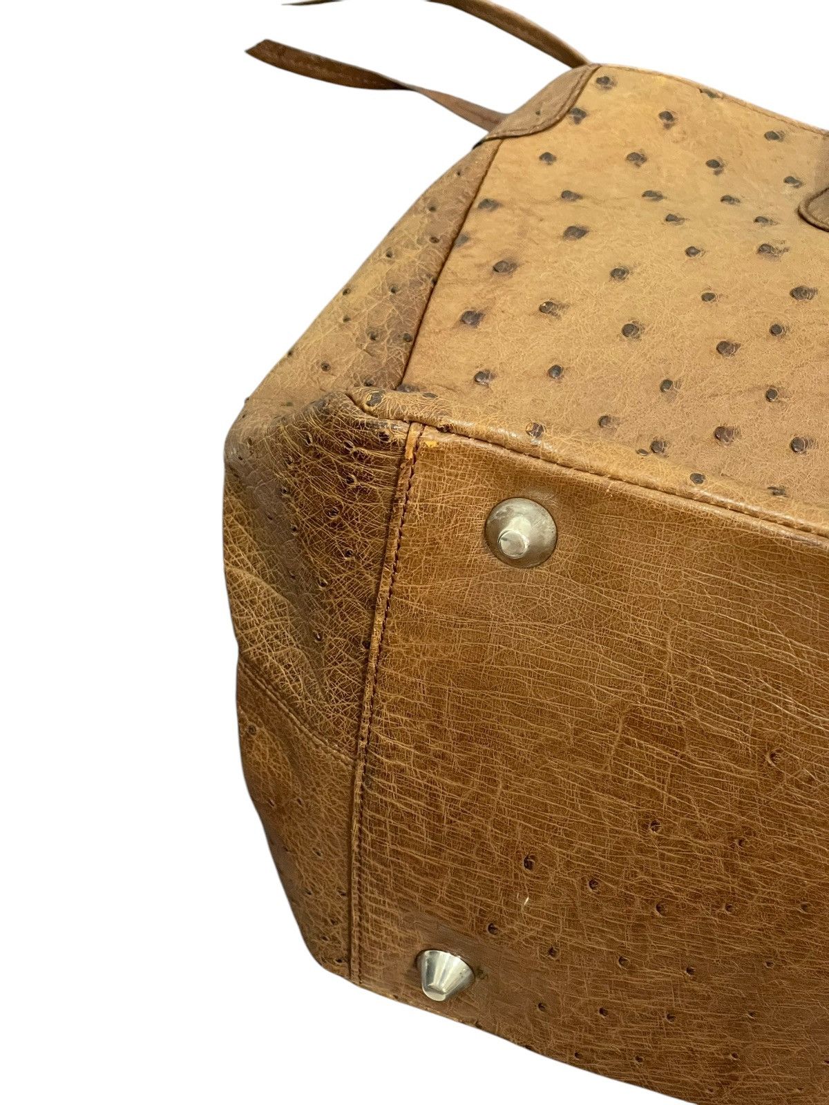 Genuine Leather Full Leather Ostritch Patina Vtg Unknown Tote Bag 2🟩0 Size ONE SIZE - 14 Thumbnail