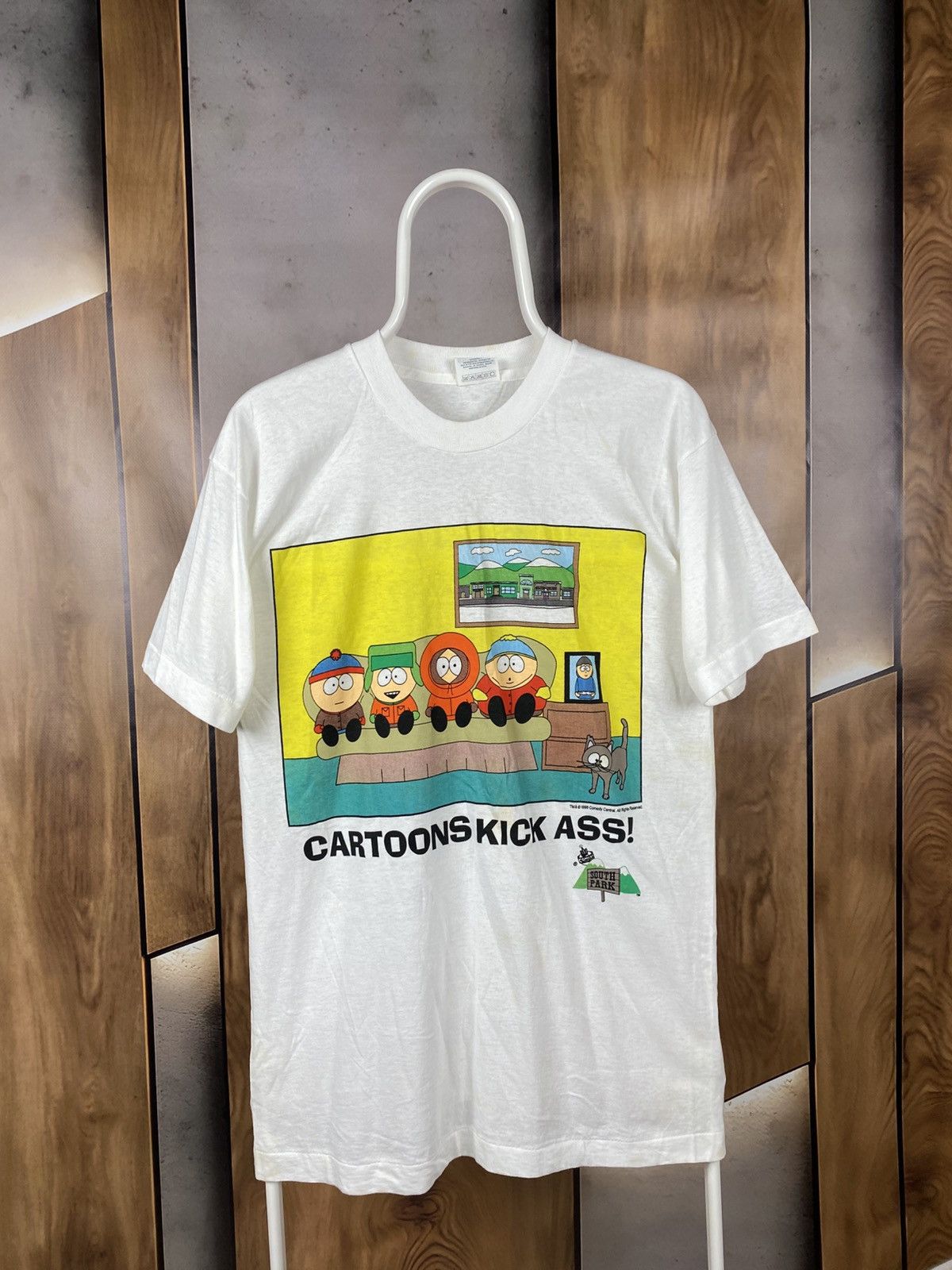 Vintage 🛏️Vintage 1998 T-Shirt South Park CARTOONS KICK ASS! VTG Tee Size US M / EU 48-50 / 2 - 1 Thumbnail